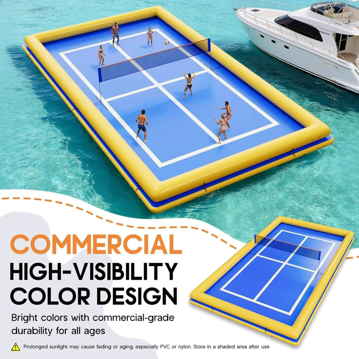 Inflatable Commercial Floating Pickleball And Volleyball Court With Net | Home Use | Everyday Use | Home