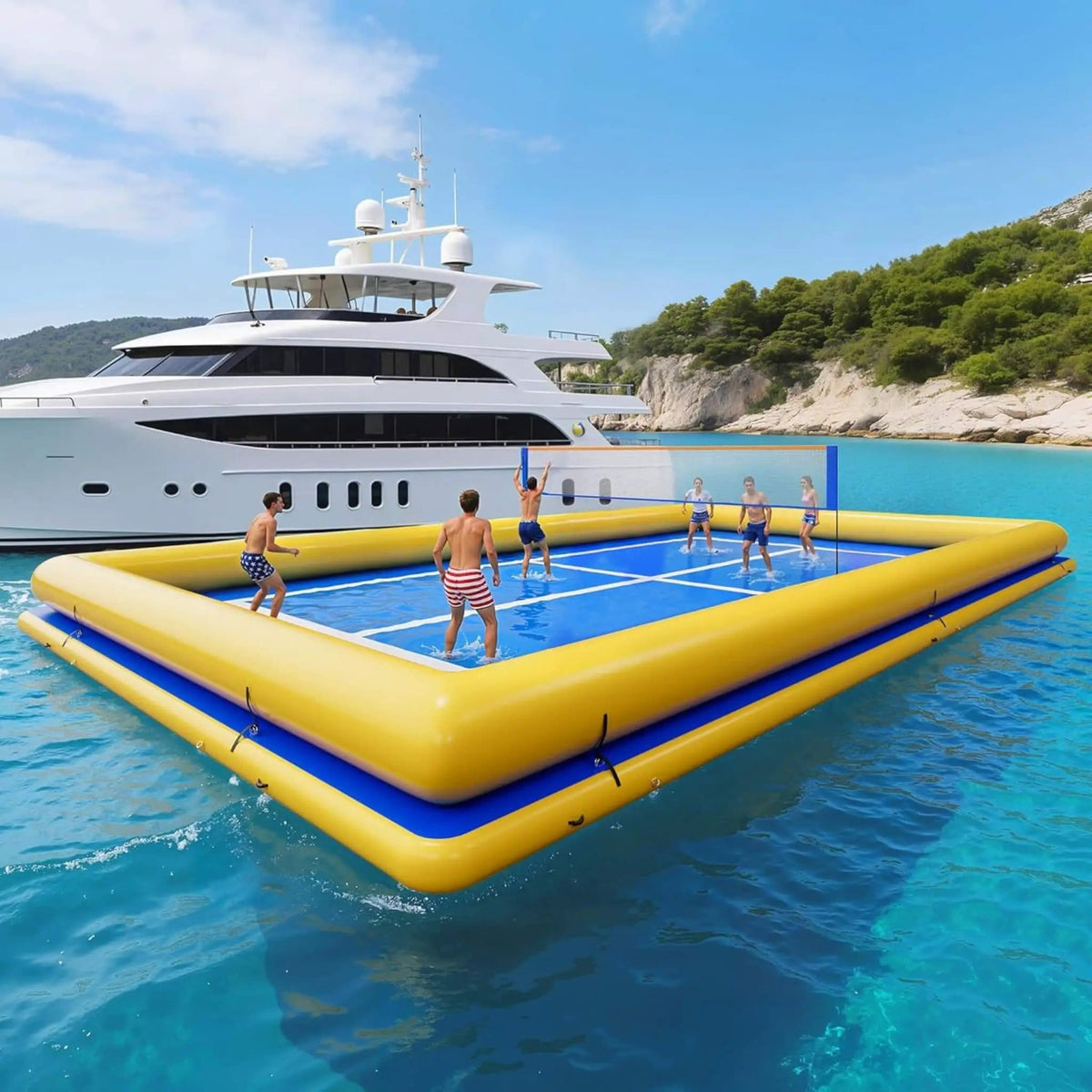 Inflatable Commercial Floating Pickleball And Volleyball Court With Net | Home Use | Everyday Use | Home