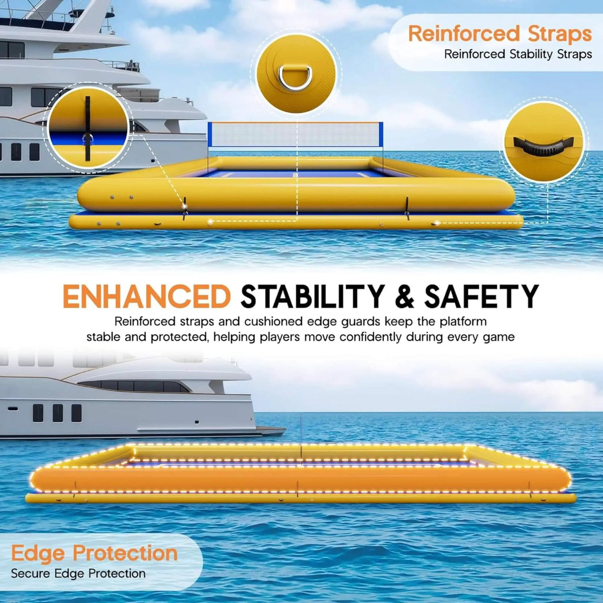 Inflatable Commercial Floating Pickleball And Volleyball Court With Net | Home Use | Everyday Use | Home