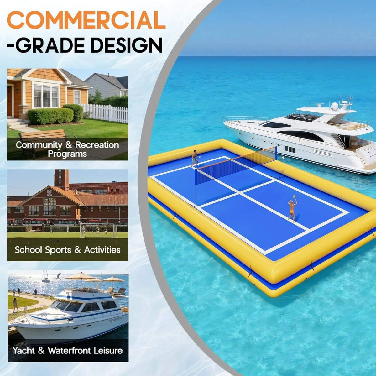 Inflatable Commercial Floating Pickleball And Volleyball Court With Net | Home Use | Everyday Use | Home