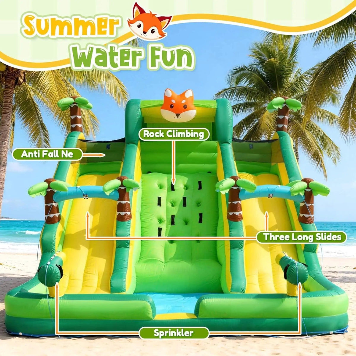 Inflatable Water Slide Park With Pool And Climbing Wall | Inflatable Bouncer | Home Use | Home