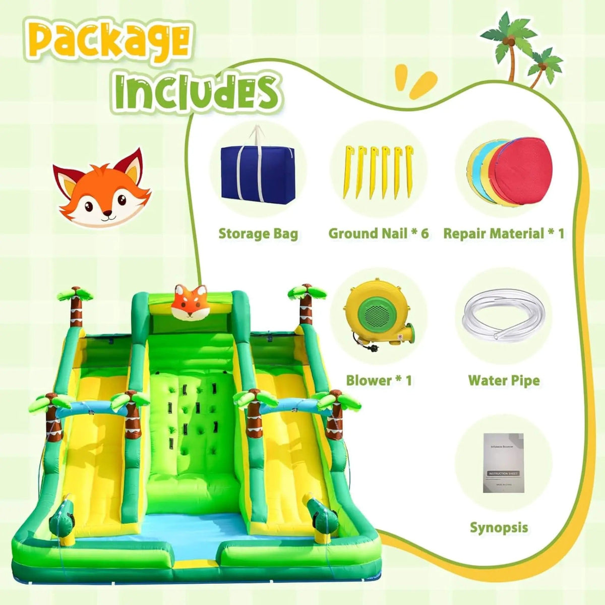 Inflatable Water Slide Park With Pool And Climbing Wall | Inflatable Bouncer | Home Use | Home