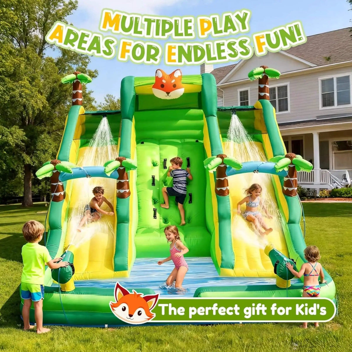 Inflatable Water Slide Park With Pool And Climbing Wall | Inflatable Bouncer | Home Use | Home