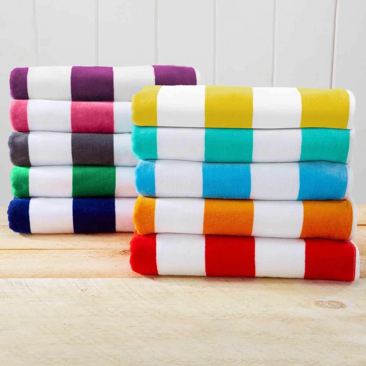 Cotton Velour Cabana Stripe Beach Towel - Novia Collection from PriceLows™