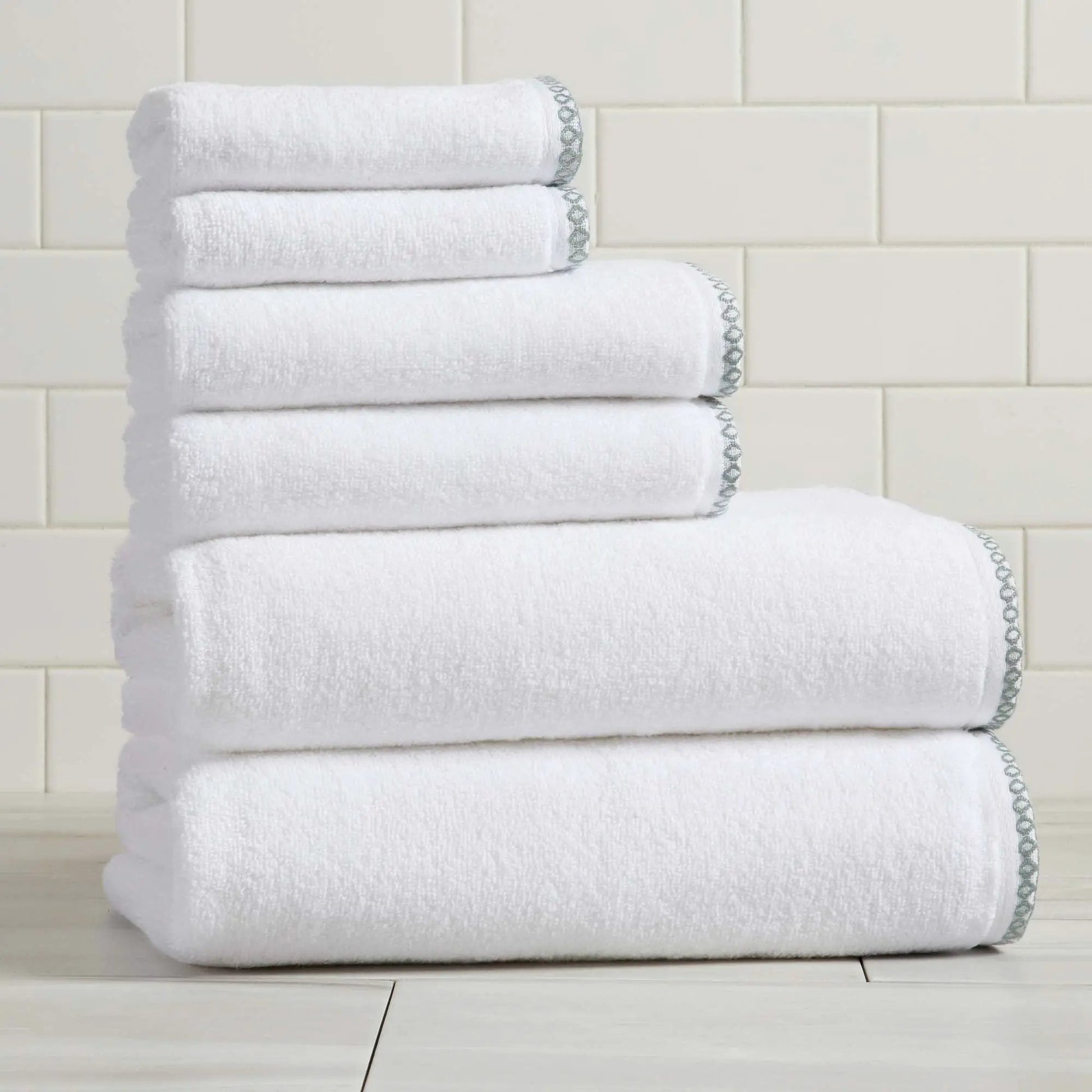 Cotton Border-Stitched 6-Piece Towel Set - Valery Collection from PriceLows™