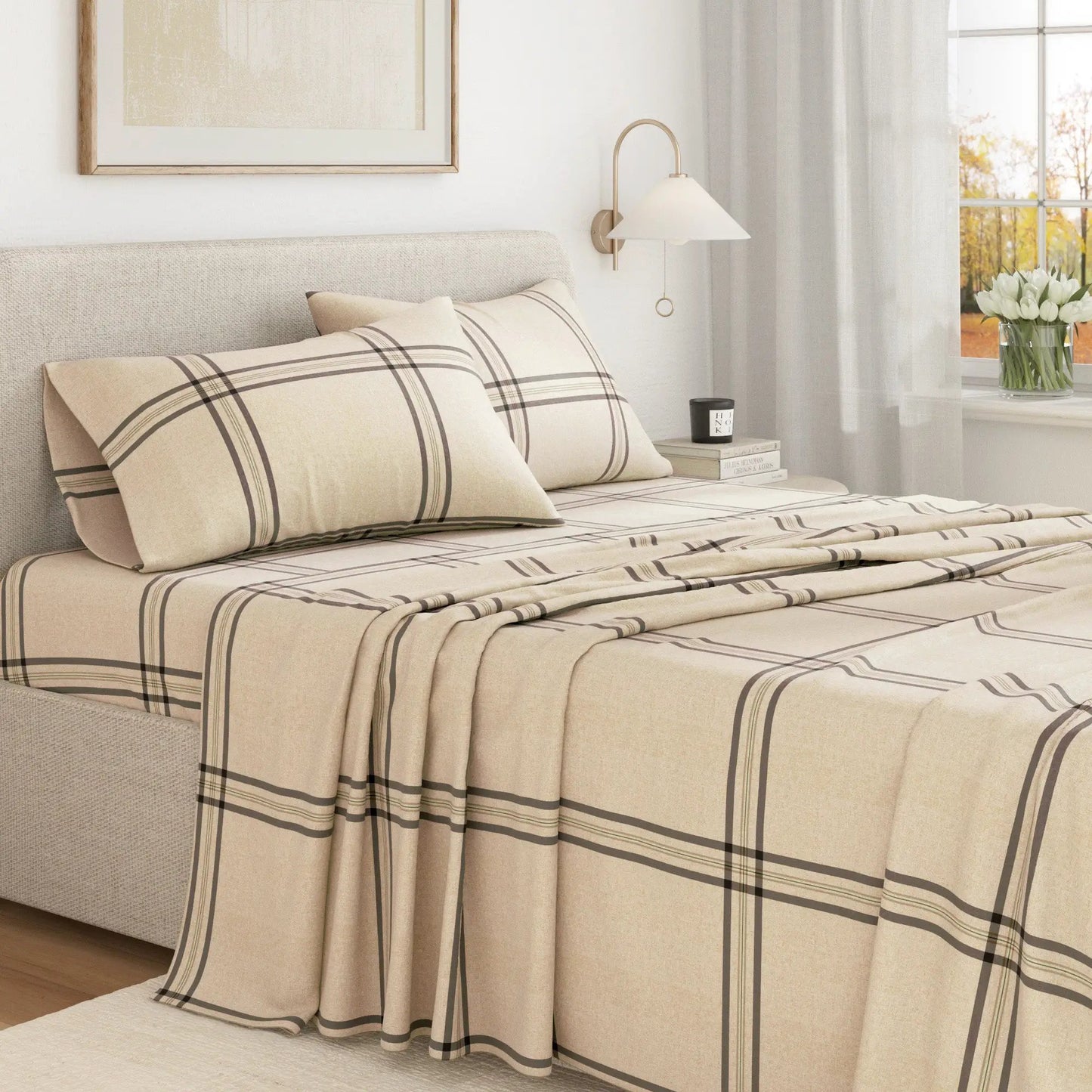 Turkish Cotton Flannel Sheet Set - Plaid & Stripe Collection from PriceLows™