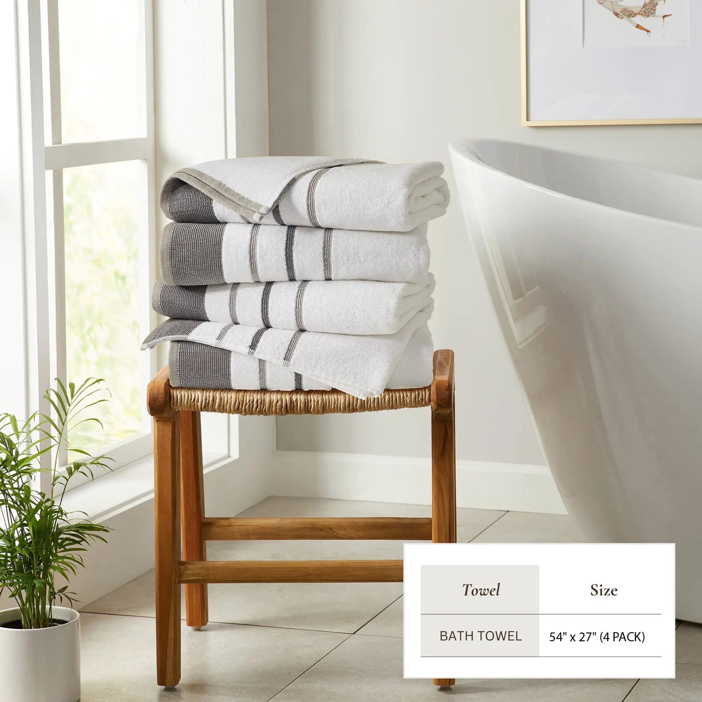 Decorative Cotton Stripe Bath Towel Set - Noelle Collection from PriceLows™