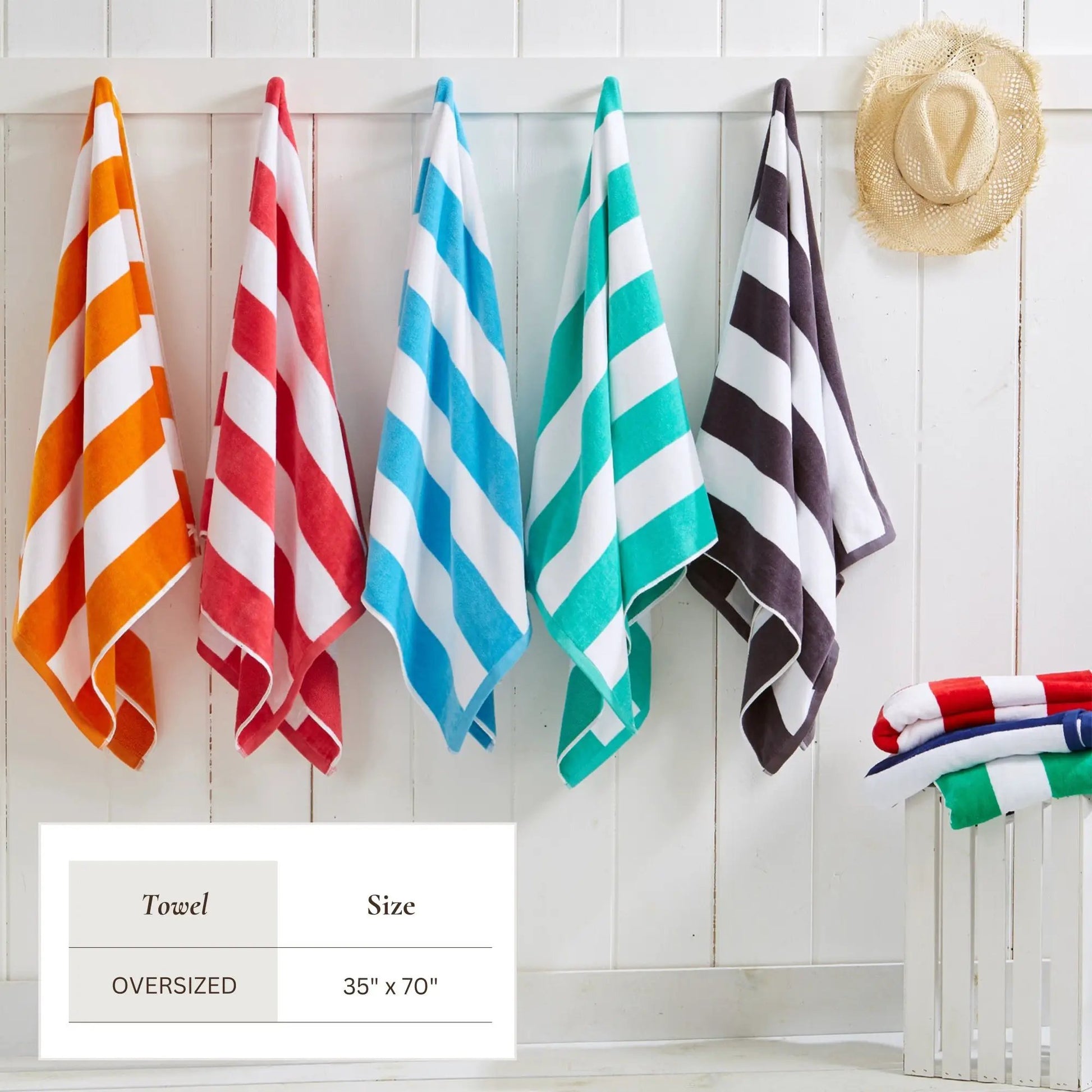 Cotton Velour Cabana Stripe Beach Towel - Novia Collection from PriceLows™
