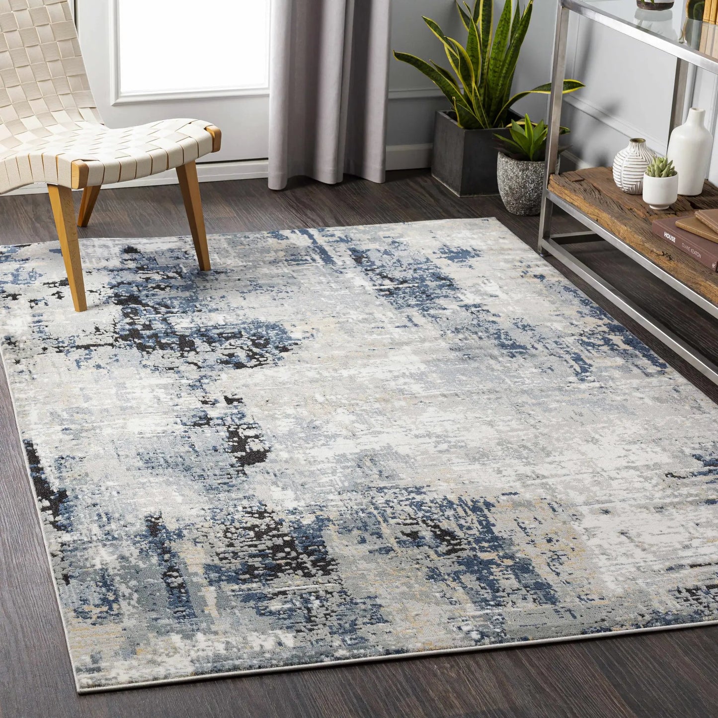 Campsall Gray&Blue Abstract Area Rug from PriceLows™