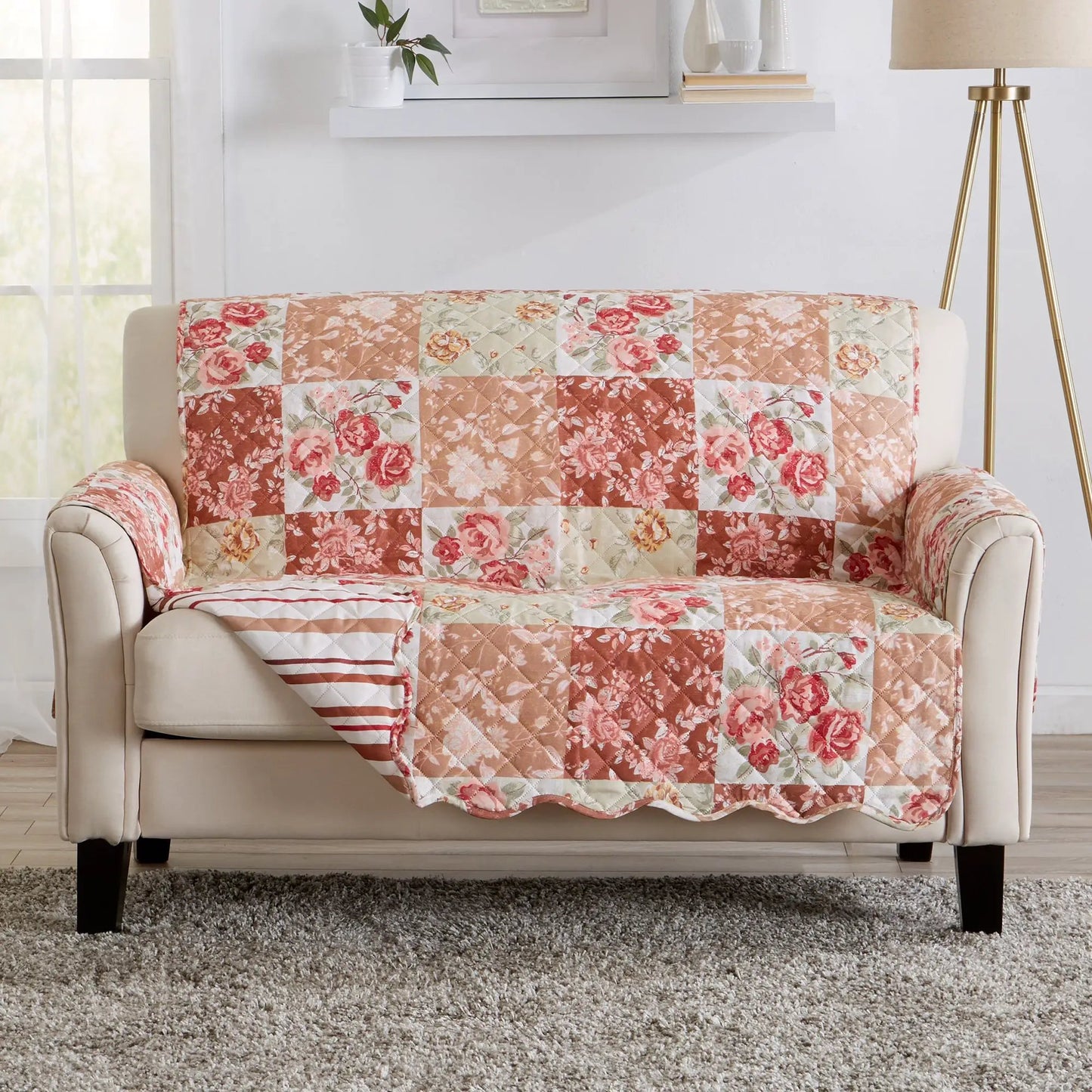 Reversible Floral Patchwork Furniture Protector - Maribel Collection from PriceLows™