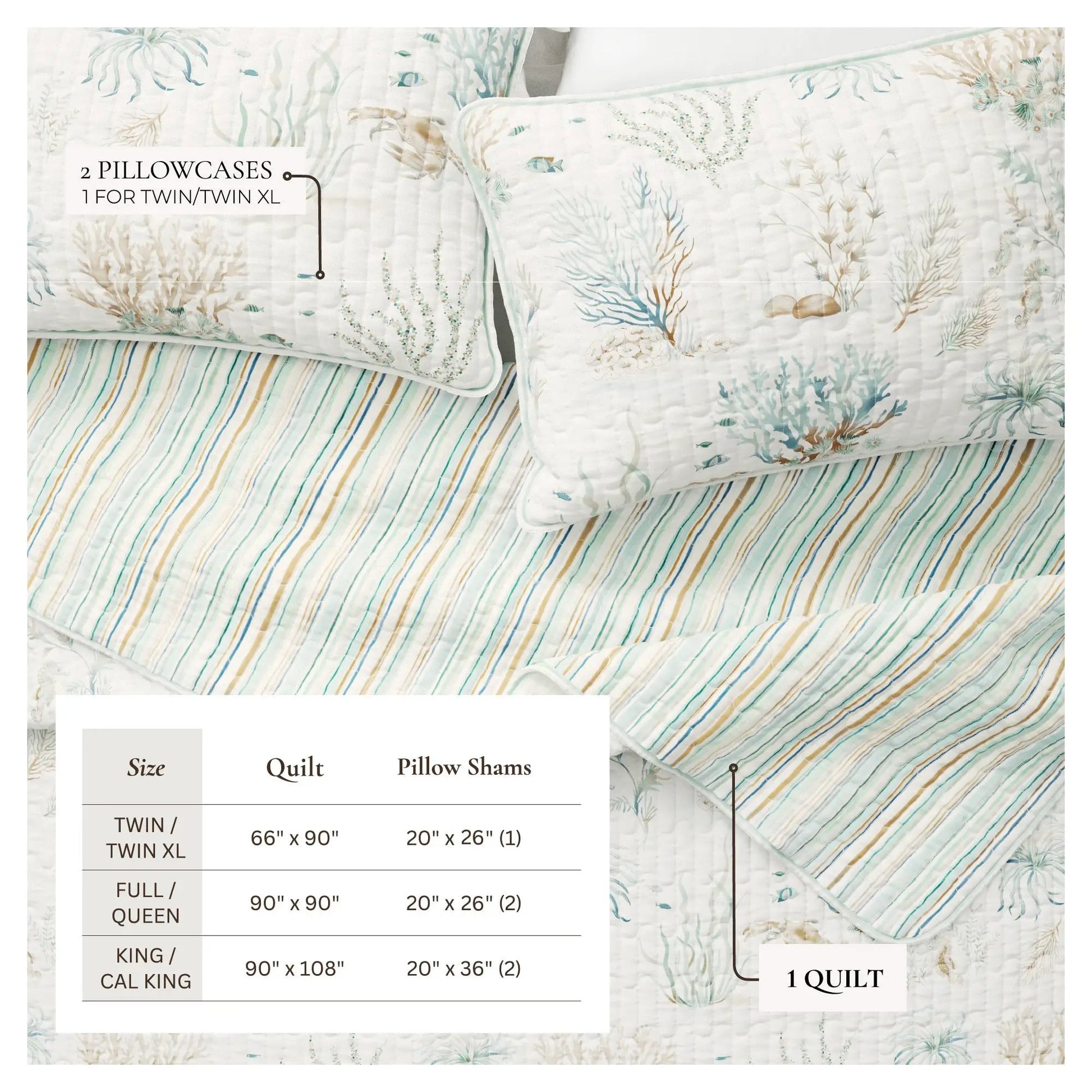 Coastal Printed Cotton Quilt Set - Santa Barbara Collection from PriceLows™