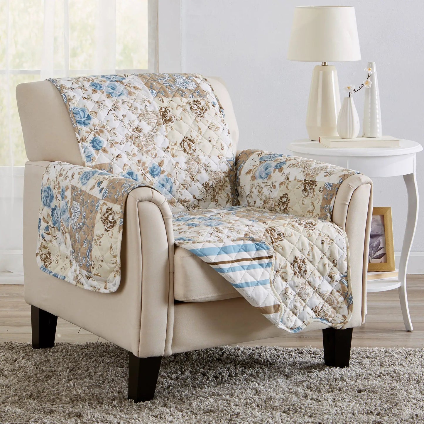 Reversible Floral Patchwork Furniture Protector - Maribel Collection from PriceLows™