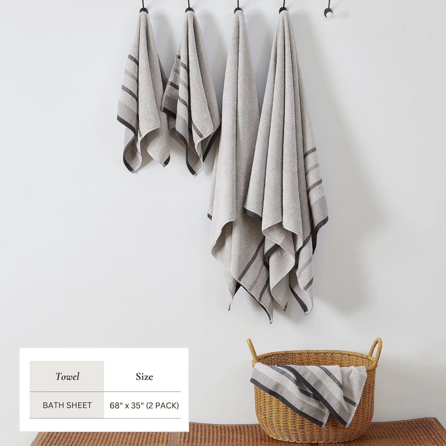 Decorative Cotton Stripe Bath Towel Set - Noelle Collection from PriceLows™