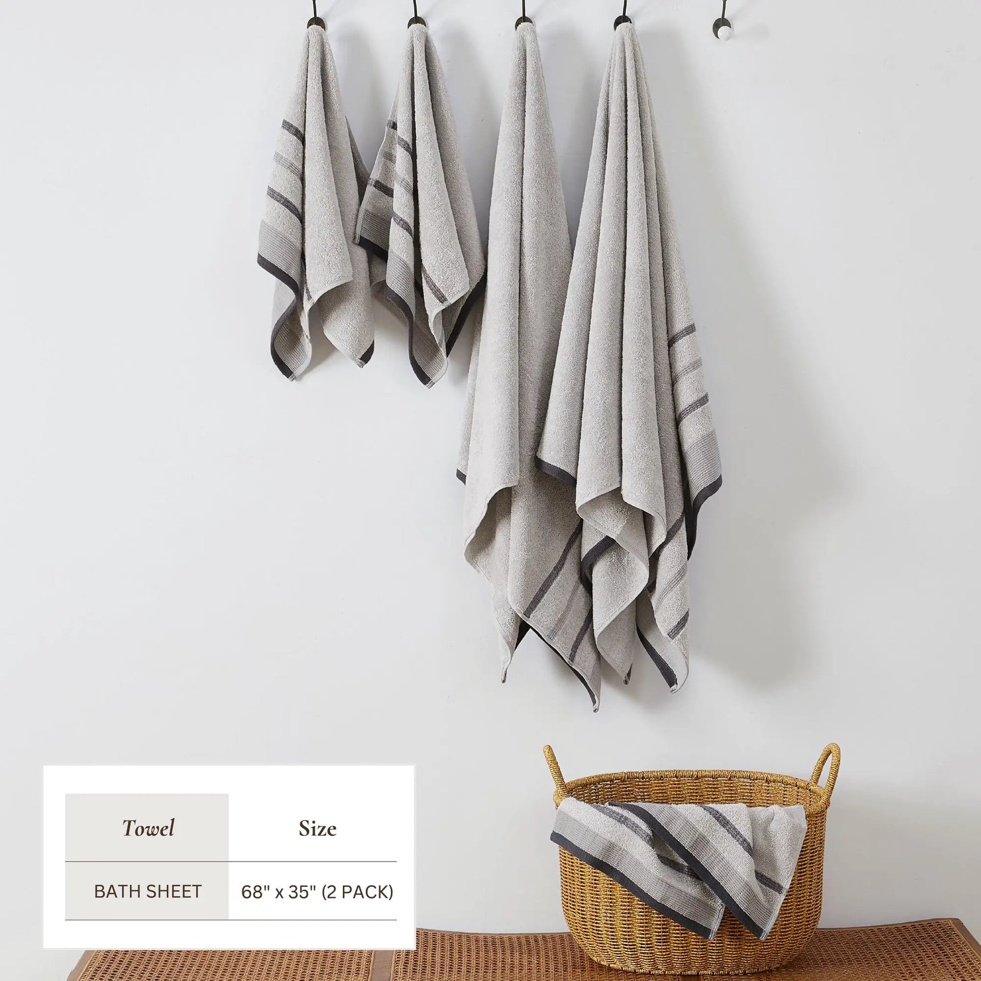 Decorative Cotton Stripe Bath Towel Set - Noelle Collection from PriceLows™