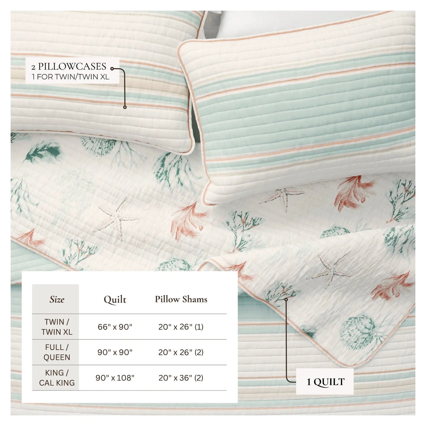 Coastal Printed Cotton Quilt Set - St. Augustine Collection from PriceLows™