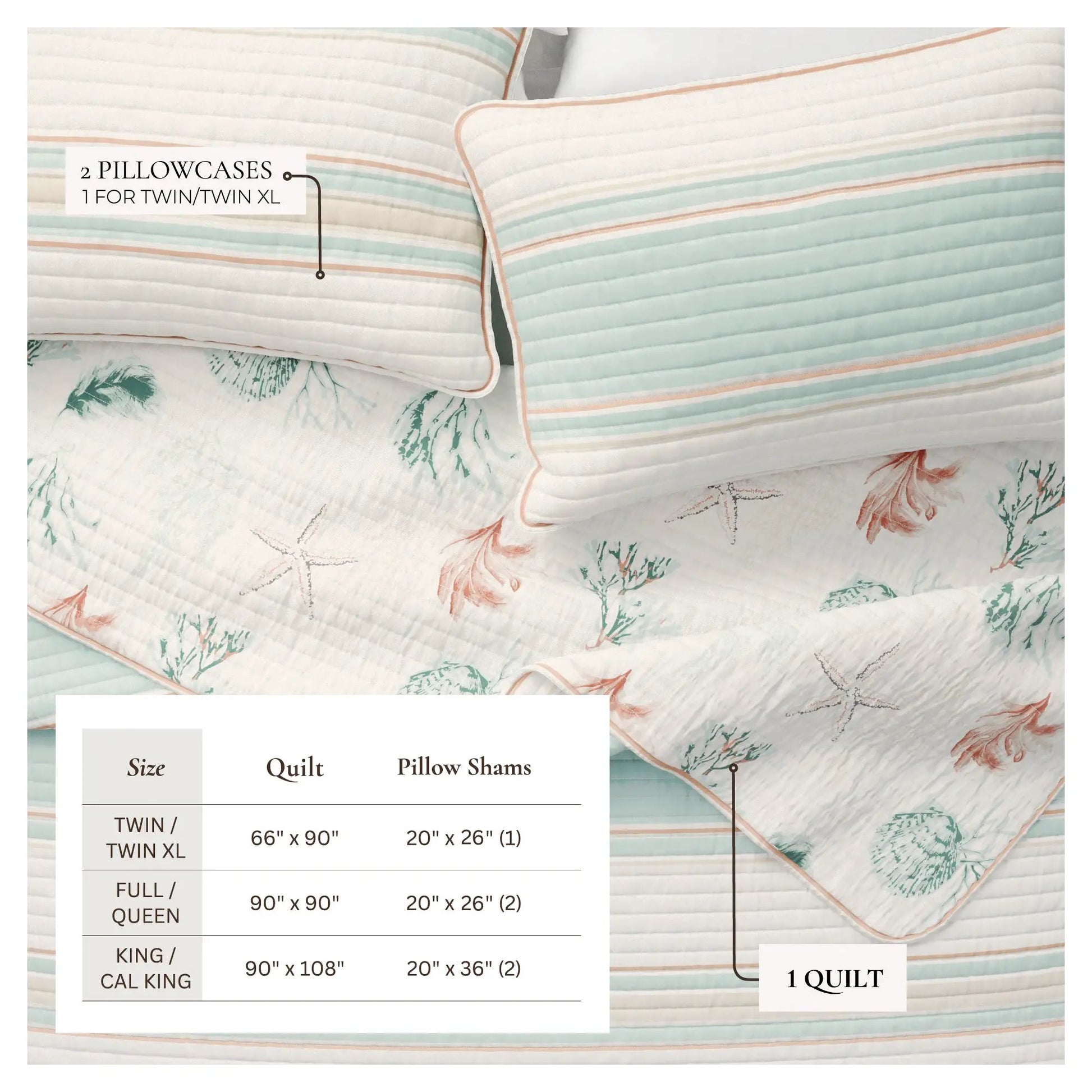 Coastal Printed Cotton Quilt Set - St. Augustine Collection from PriceLows™