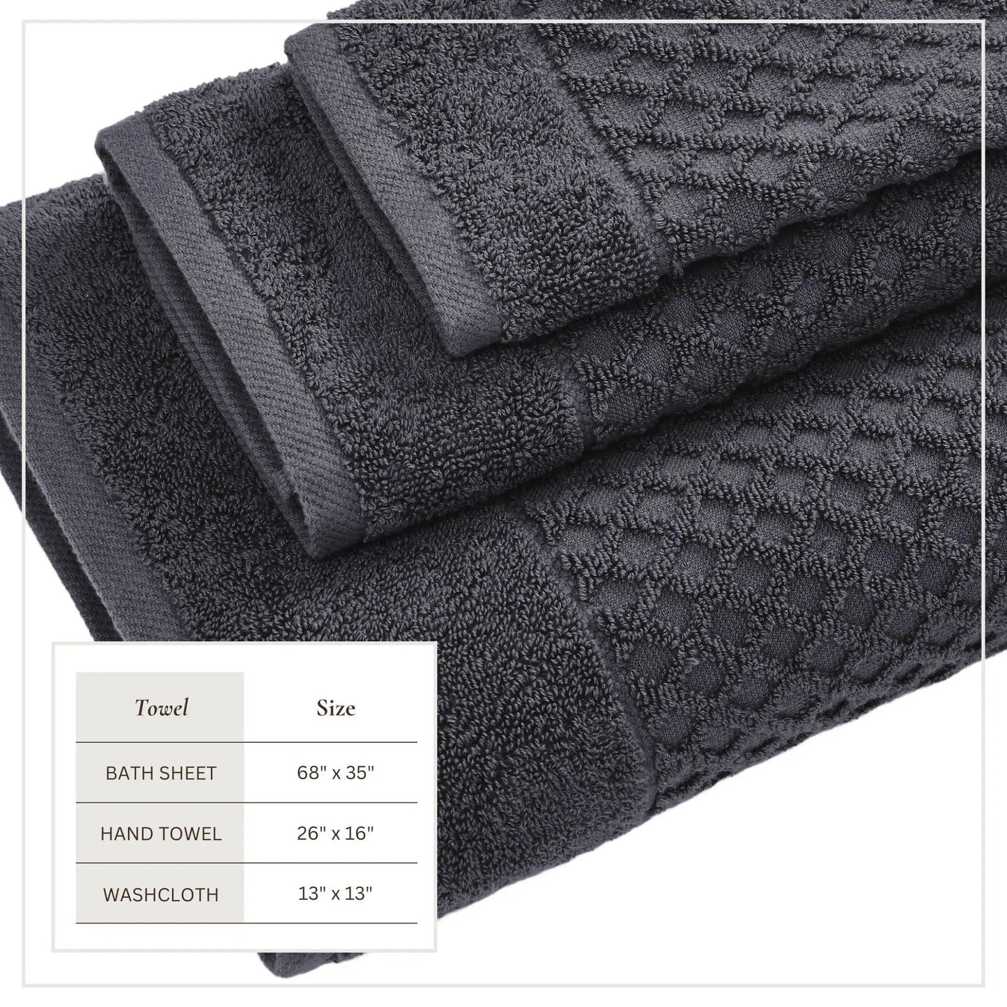 Cotton Diamond Waffle Weave Bath Towel Set - Grayson Collection from PriceLows™