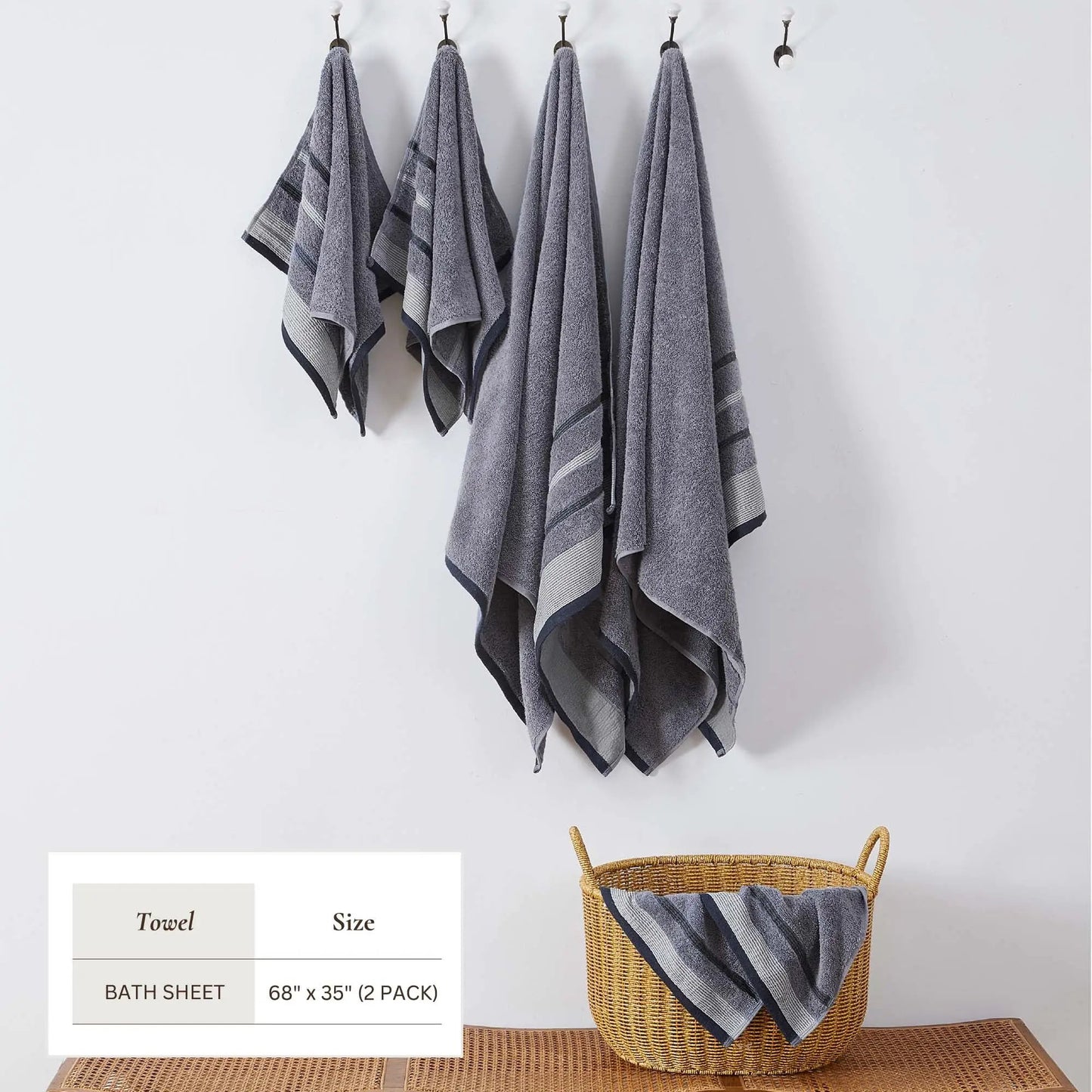 Decorative Cotton Stripe Bath Towel Set - Noelle Collection from PriceLows™