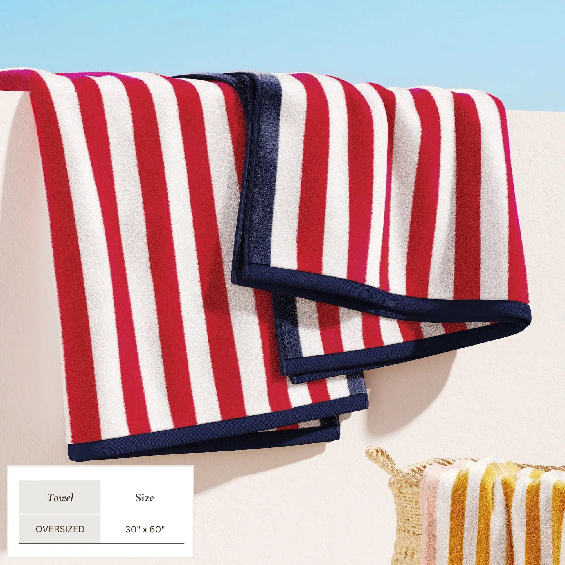 Oversized Striped Border Cabana Beach Towel - Santa Cruz from PriceLows™