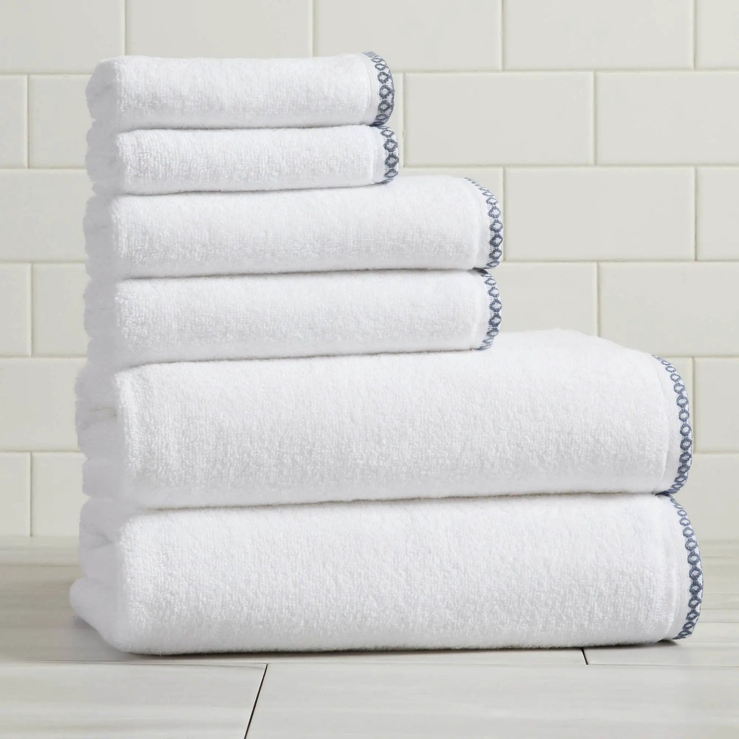 Cotton Border-Stitched 6-Piece Towel Set - Valery Collection from PriceLows™