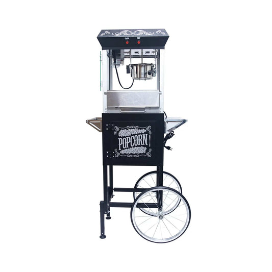 Kaitu 8OZ Stainless Steel Popcorn Machine With Cart, Heated Warming Deck And Old | 8 oz | Stainless Steel | Popcorn Maker