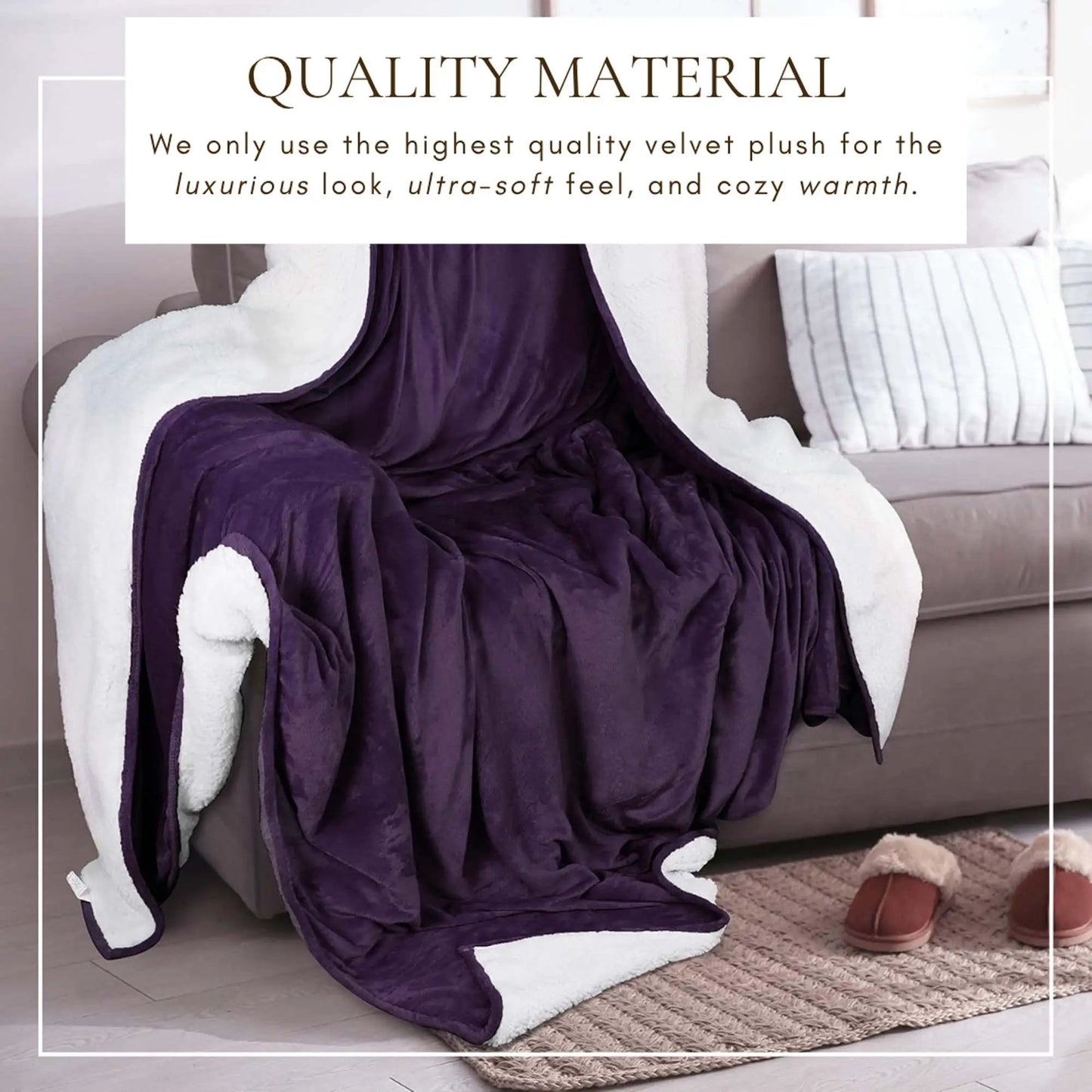 Velvet Plush Sherpa Bed Blanket - Sherpa Fleece Collection from PriceLows™