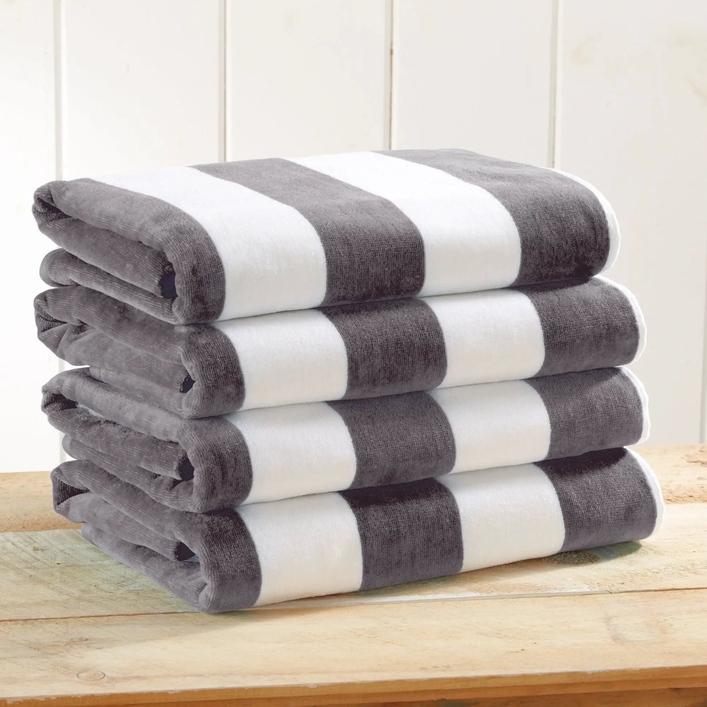 Cotton Velour Cabana Stripe Beach Towel - Novia Collection from PriceLows™
