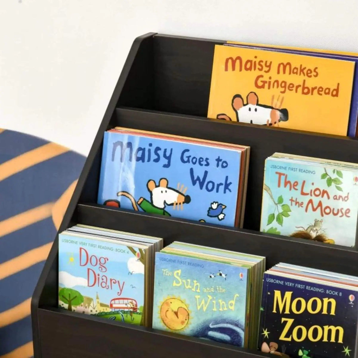 Kids Bookcase | Three Open Shelves | Rolling Drawer | Gray
