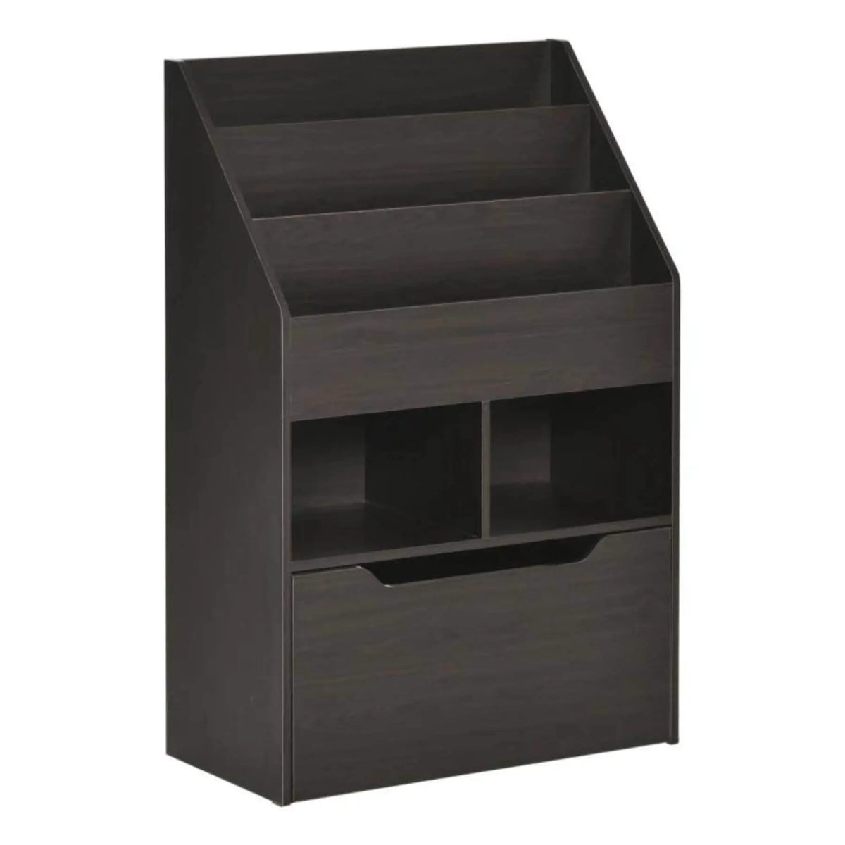 Kids Bookcase | Three Open Shelves | Rolling Drawer | Gray