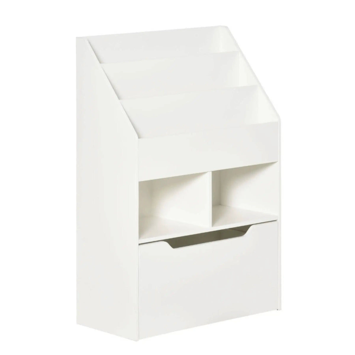 Kids Bookcase | Multi Shelf | Rolling Storage Drawer | White
