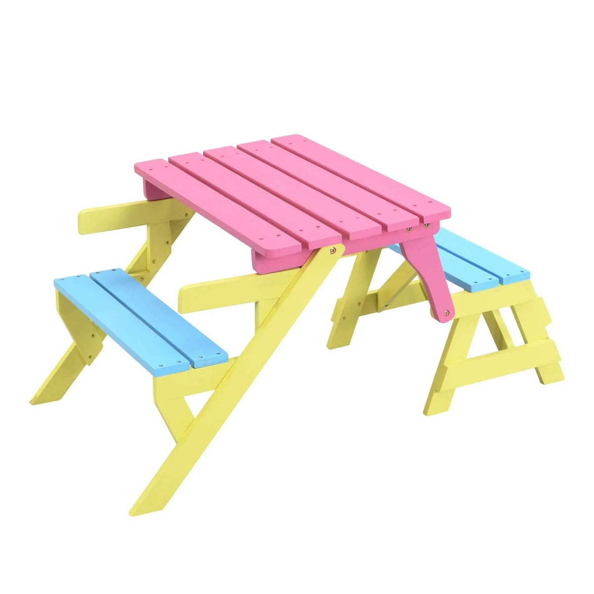 Kids Table And Chairs Set | Solid Wood Frame | Active Play Zone | Blue And Pink