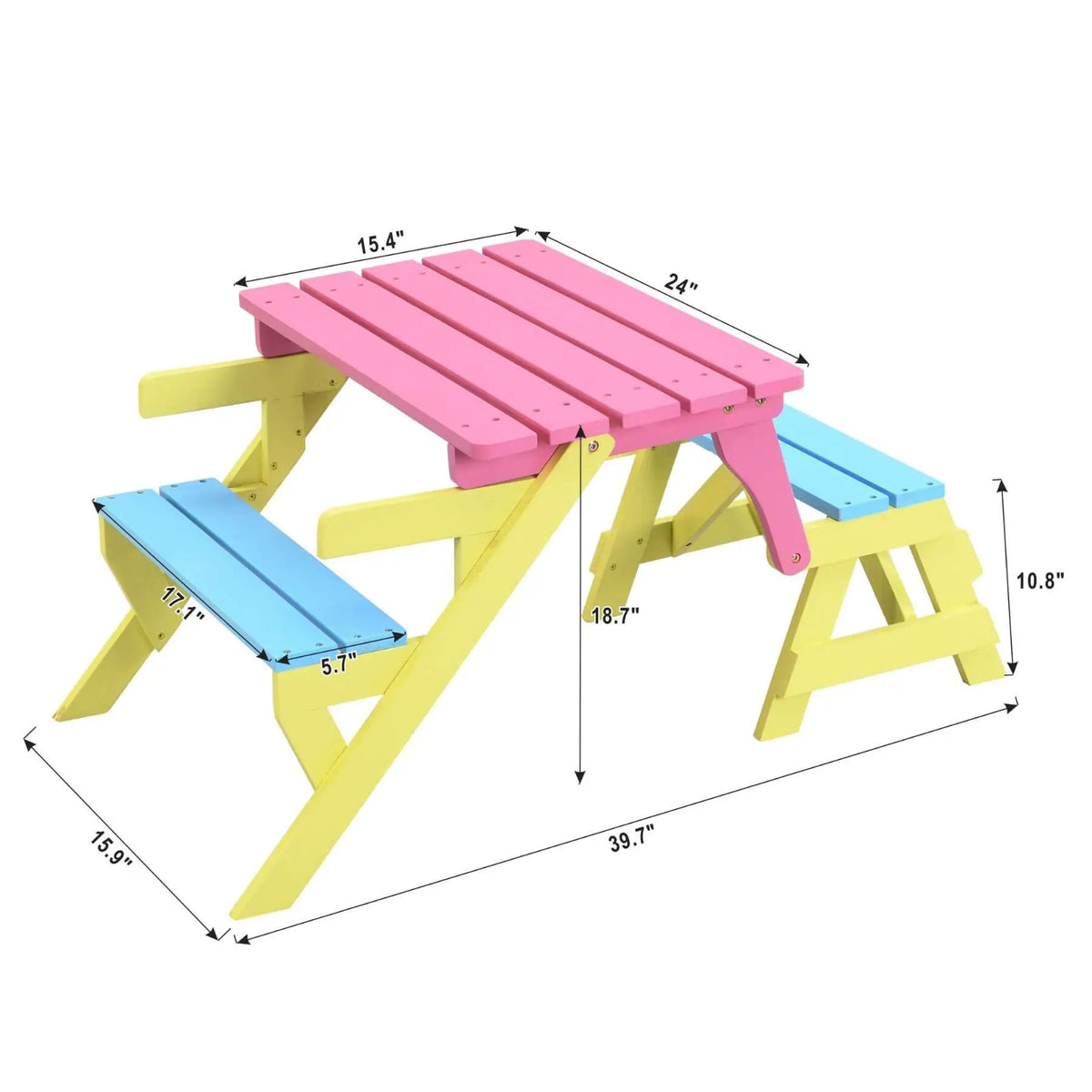 Kids Table And Chairs Set | Solid Wood Frame | Active Play Zone | Blue And Pink