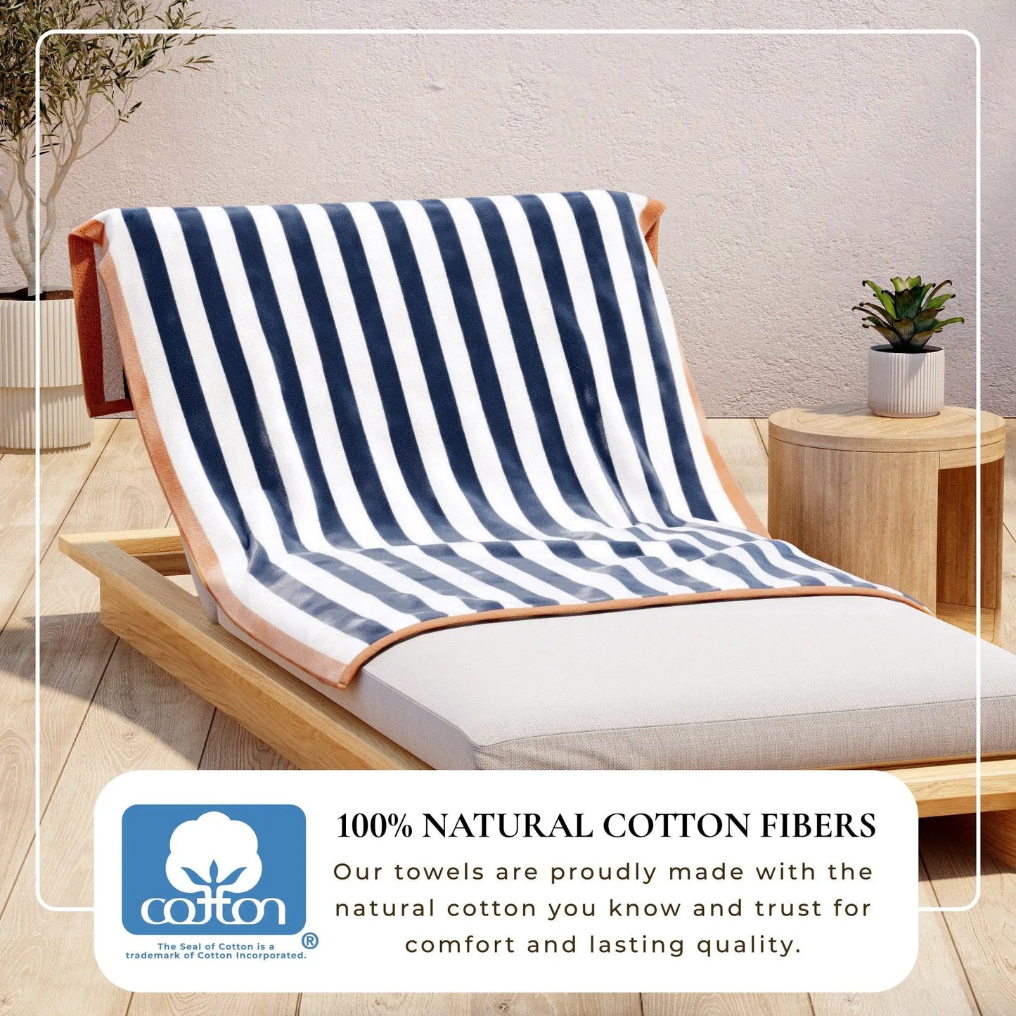 Oversized Striped Border Cabana Beach Towel - Santa Cruz from PriceLows™