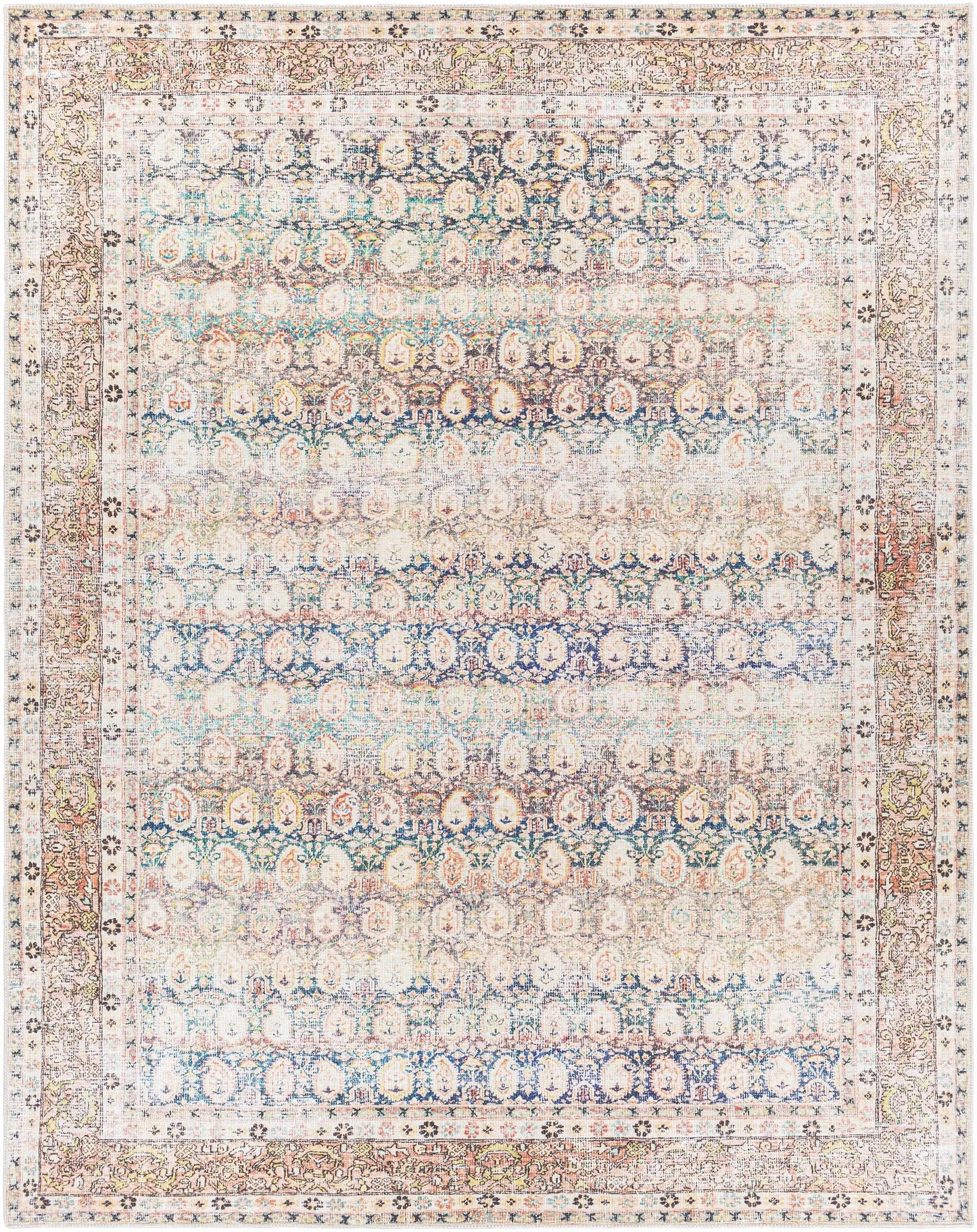 Rust Maligaya Distressed Washable Area Rug from PriceLows™