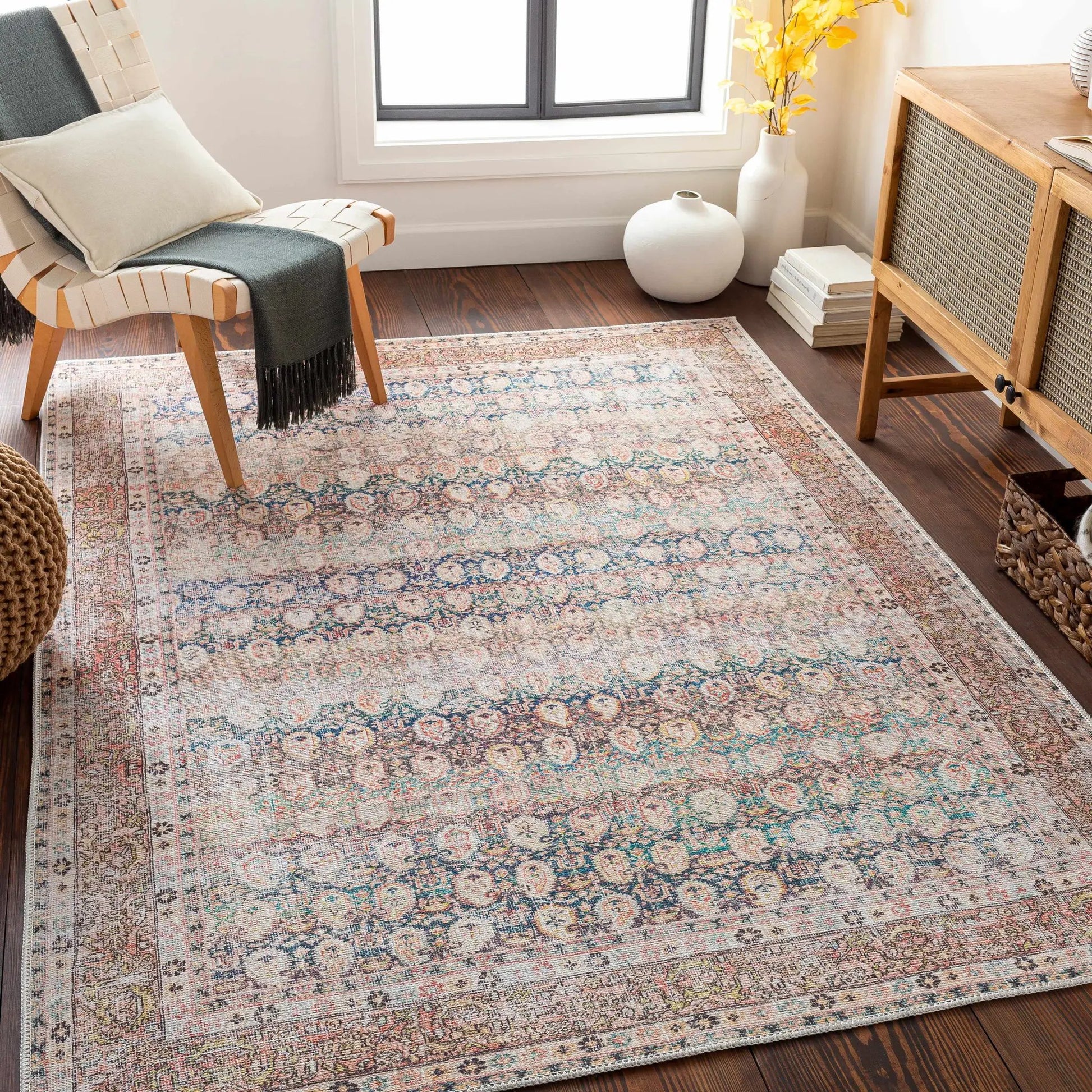 Rust Maligaya Distressed Washable Area Rug from PriceLows™