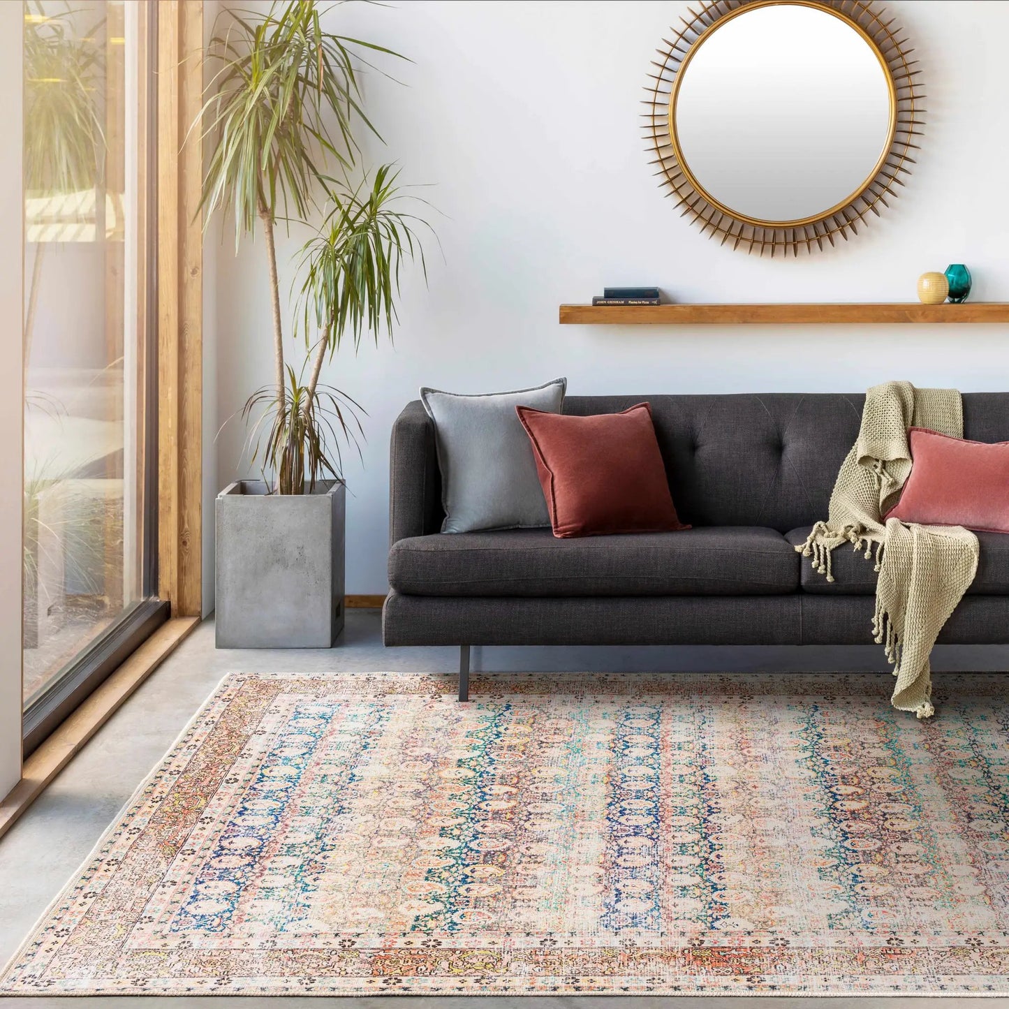 Rust Maligaya Distressed Washable Area Rug from PriceLows™