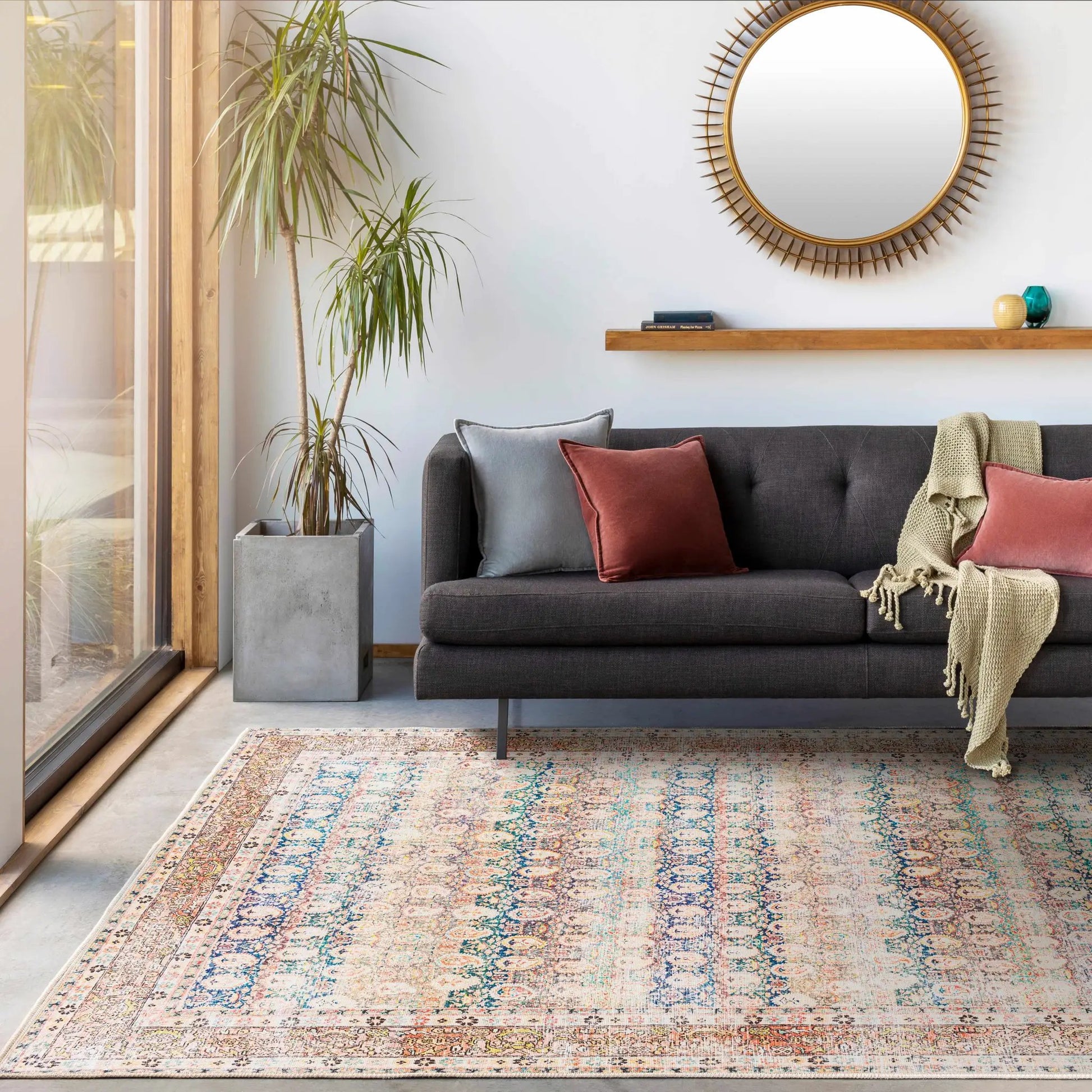 Rust Maligaya Distressed Washable Area Rug from PriceLows™