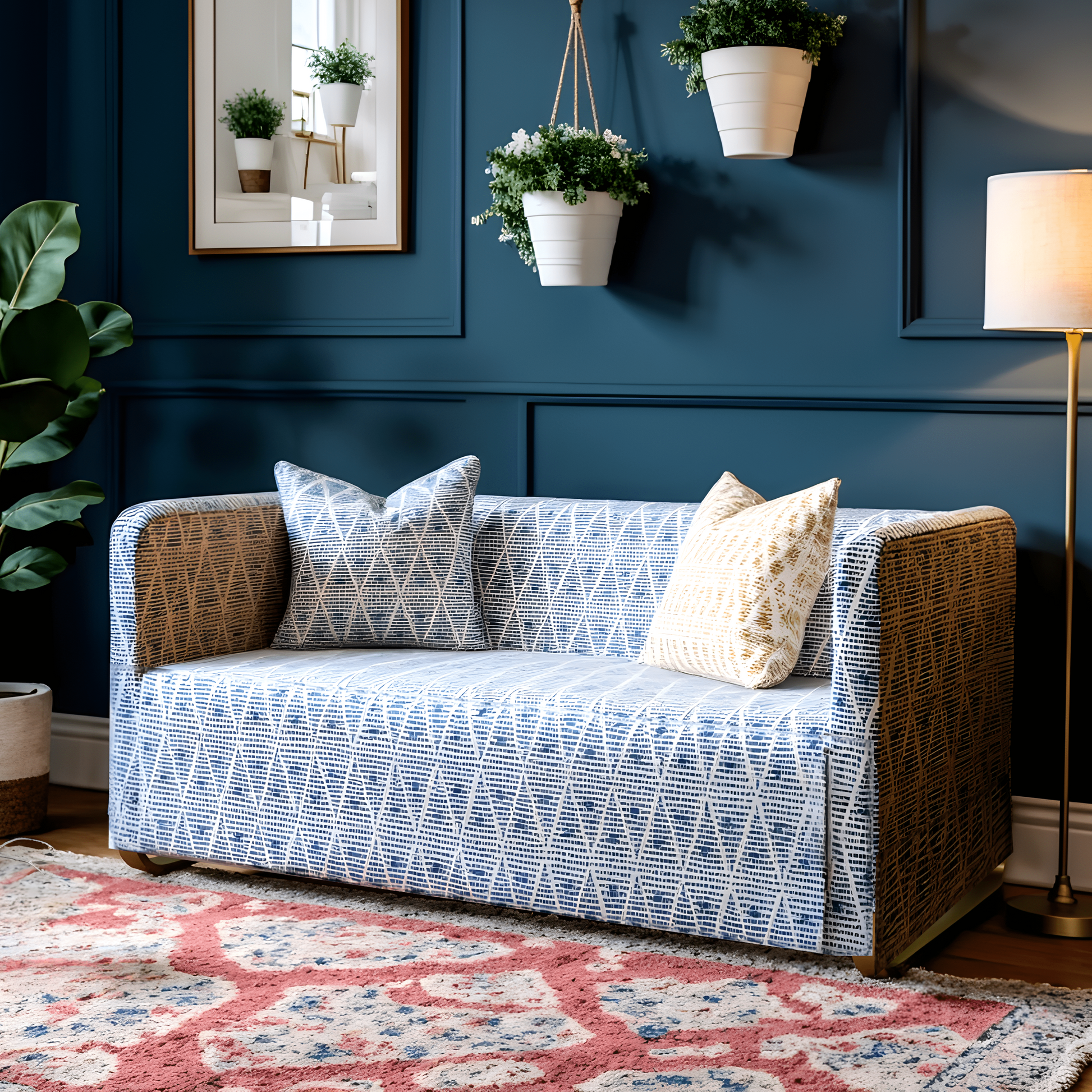 Boho Indigo Blue Slipcover – Compatible with IKEA Knopparp Sofa (3-Seater) from PriceLows™