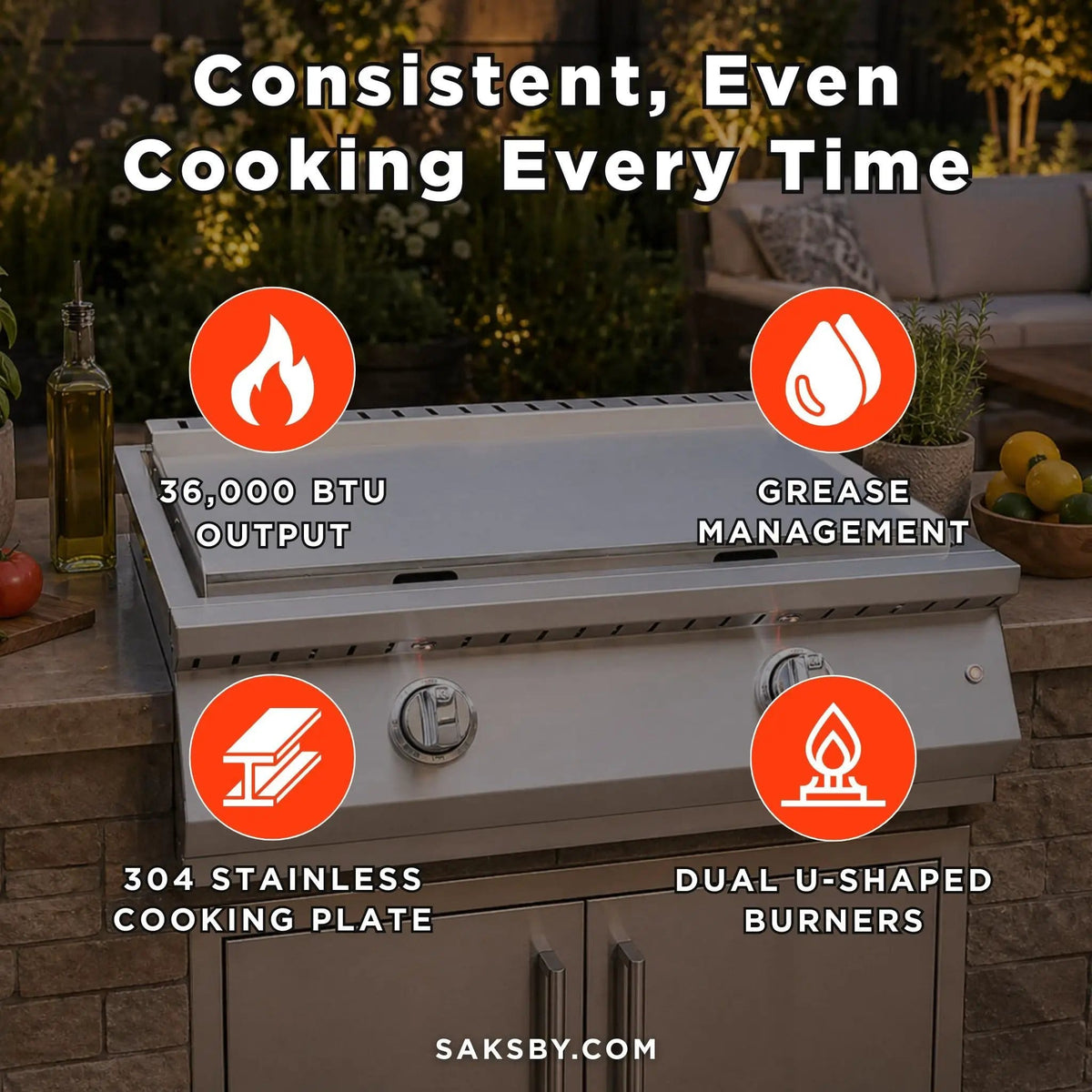 KoKoMo Grills 30 Inch Professional 36K BTU Griddle Outdoor Kitchen Flat Grill With | 30 Inch | Outdoor Grill | Outdoor Living