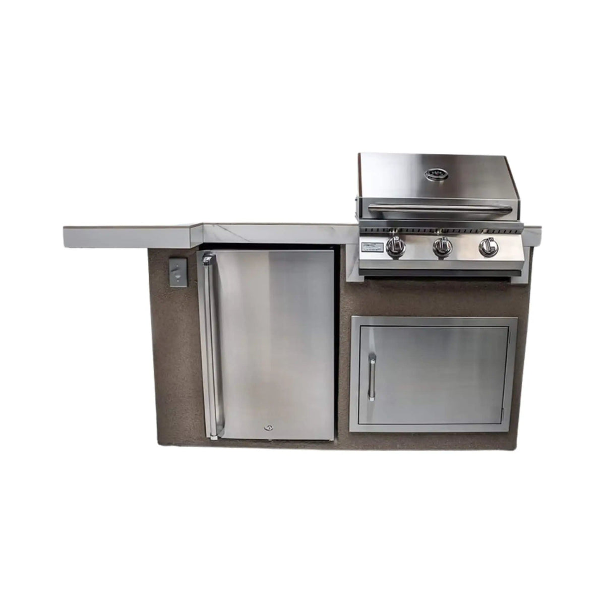 KoKoMo Grills Mini Maui 6FT BBQ Island With LED Lights, Built-In BBQ And Refrigerator | 6 ft | Outdoor Kitchen Island | Dining Room