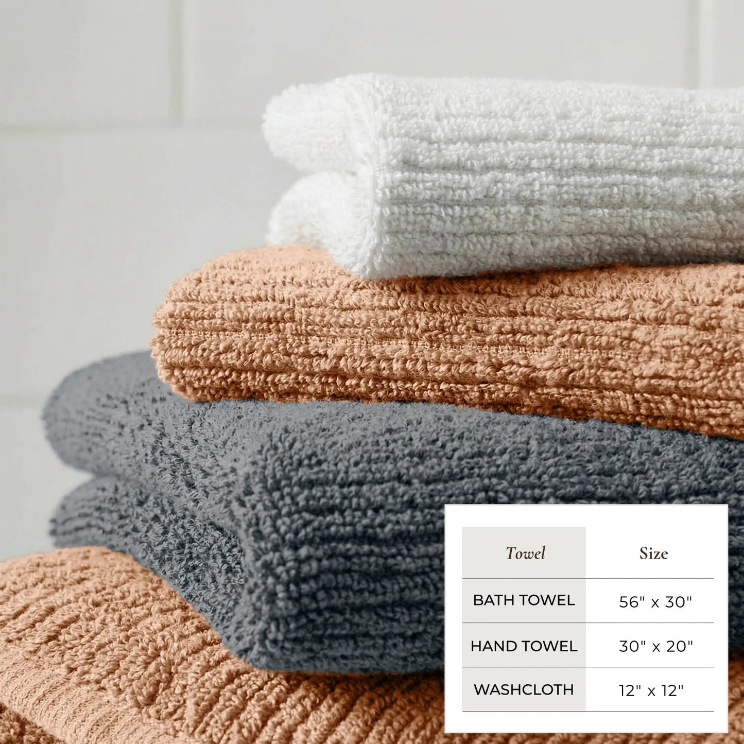 Turkish Cotton Ribbed 6-Piece Bath Towel Set - Georgiana Collection from PriceLows™
