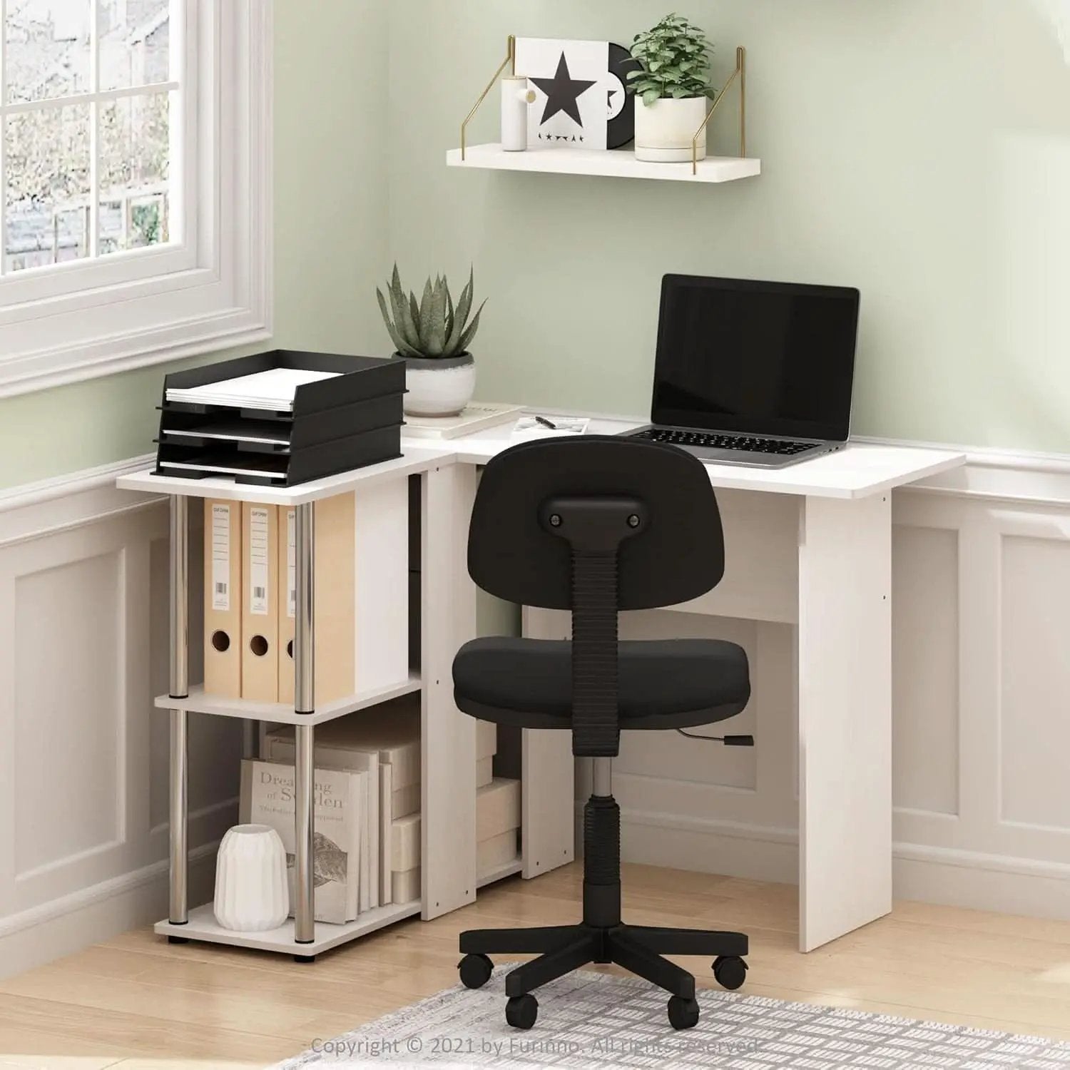 L Shape Desk with Bookshelf for Space Efficiency from PriceLows™