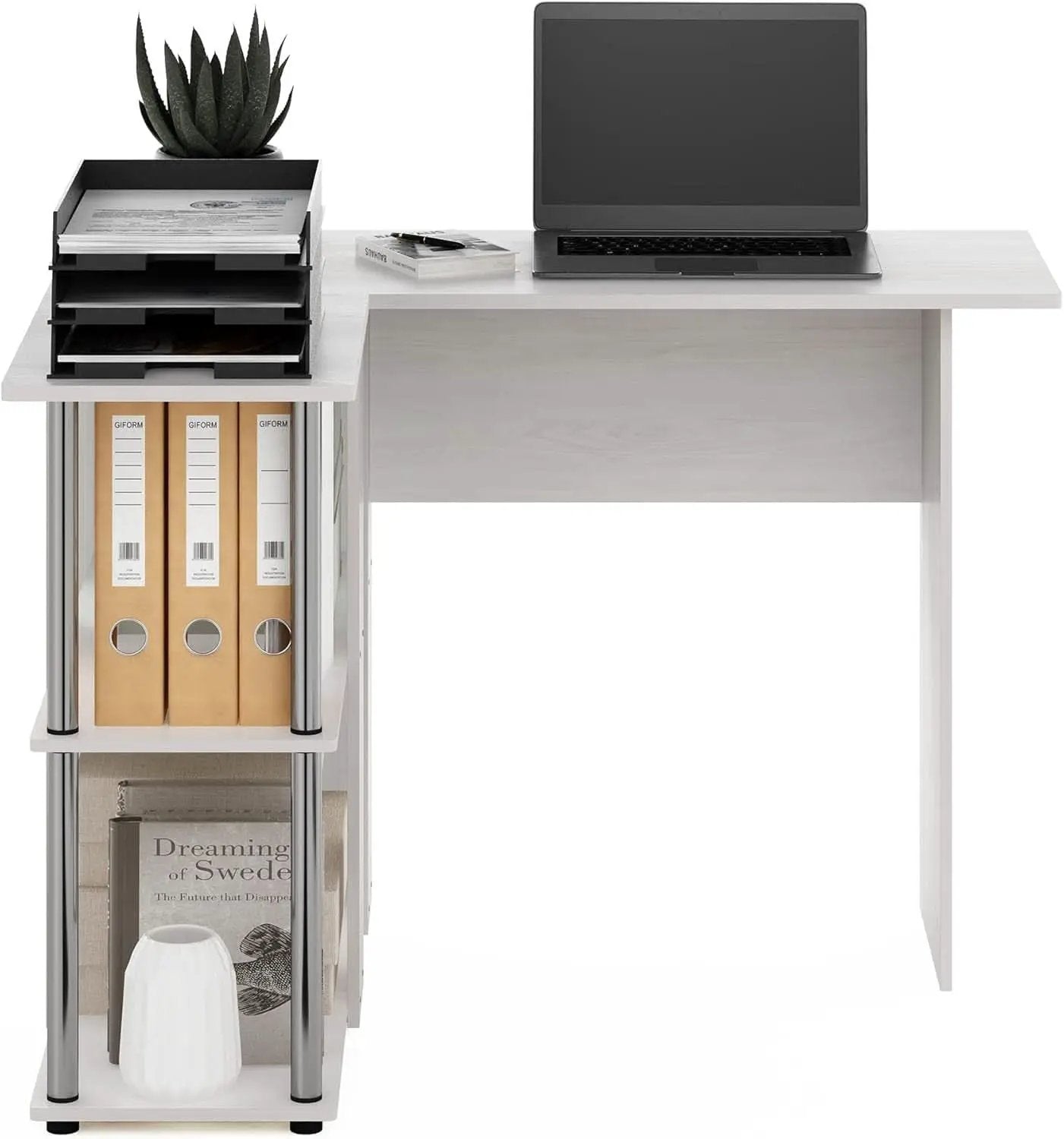 L Shape Desk with Bookshelf for Space Efficiency from PriceLows™