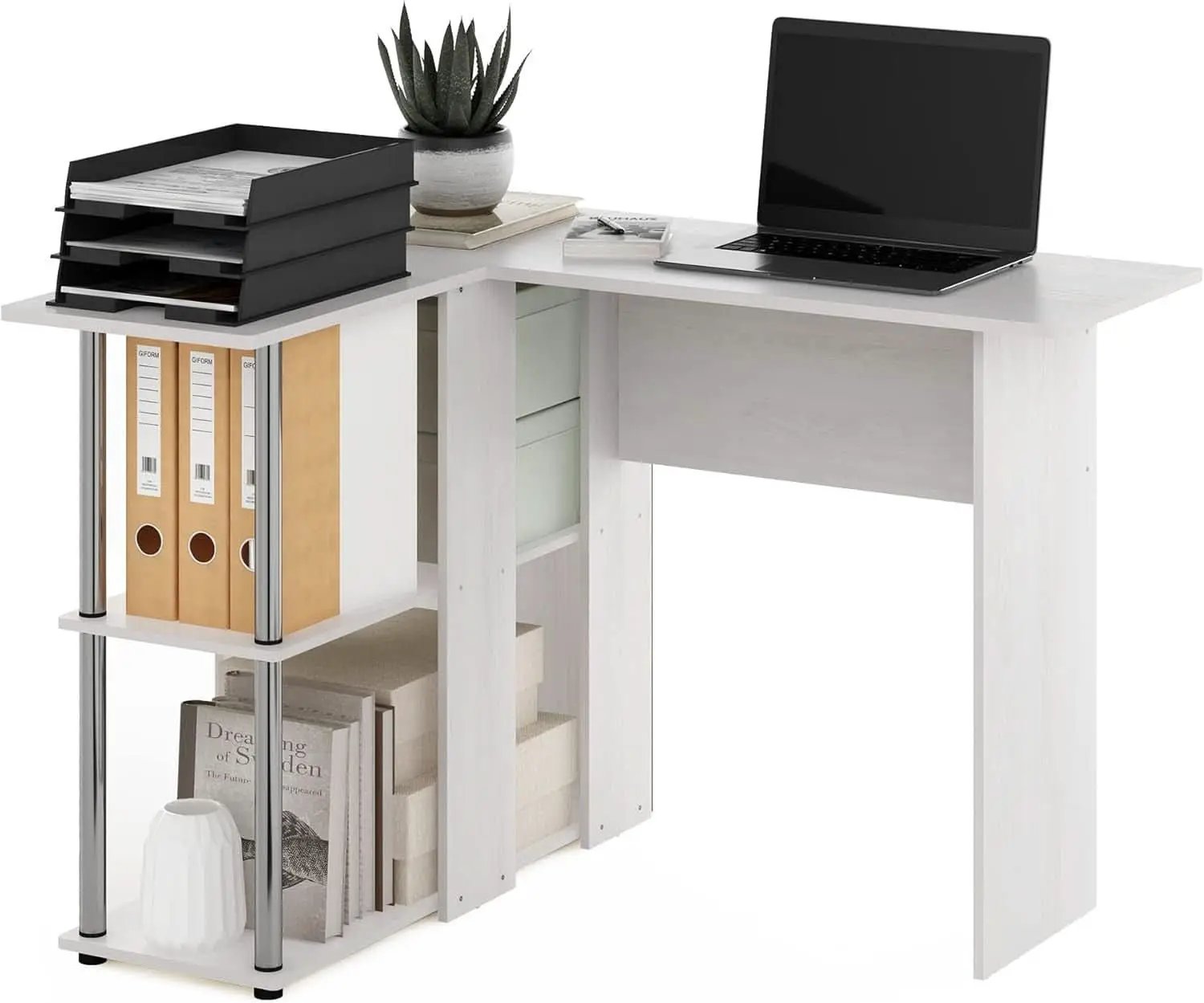 L Shape Desk with Bookshelf for Space Efficiency from PriceLows™