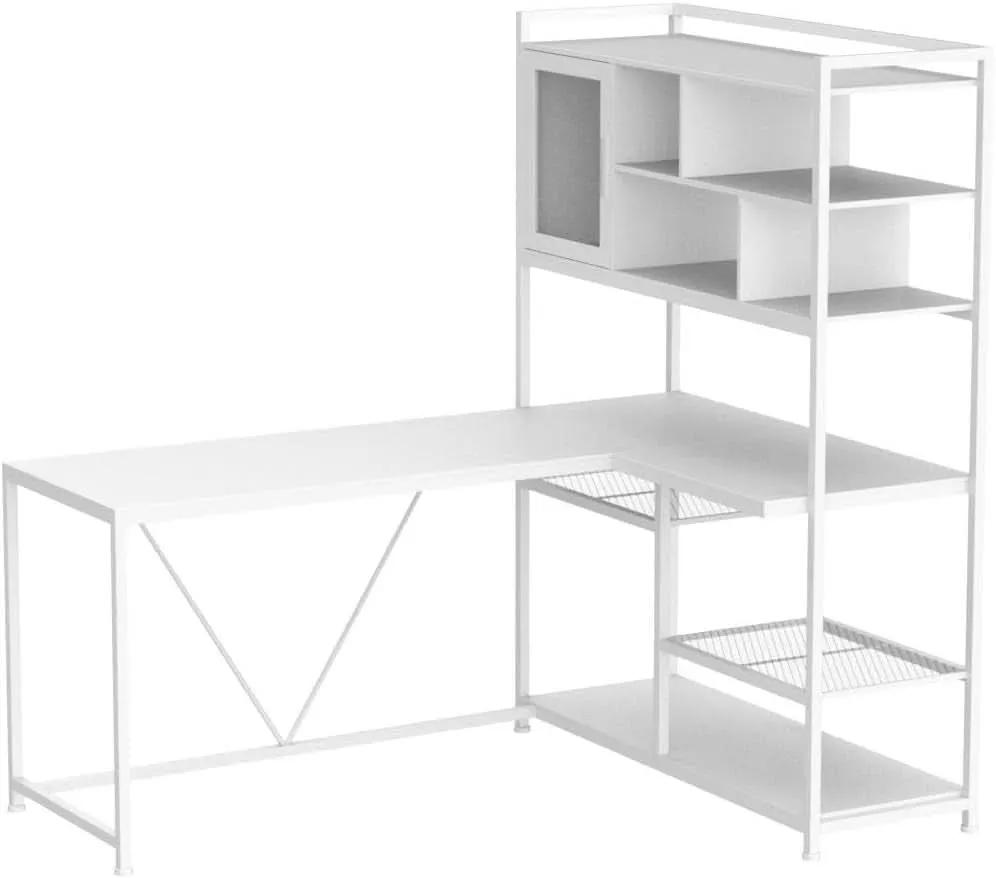58 Inch L Shaped Desk With LED Light For Home Office from PriceLows™