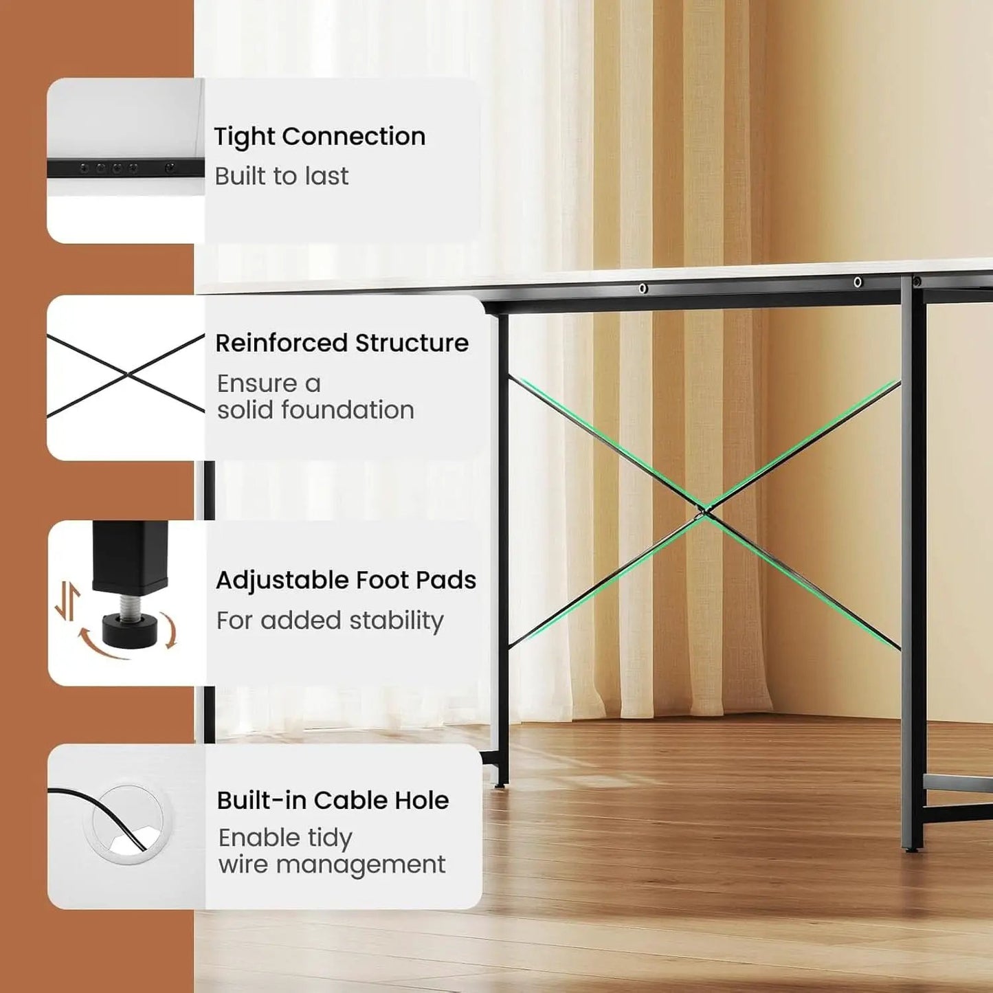 L Shaped Computer Desk With USB Ports And Monitor Shelf 95 Inch Two Person from PriceLows™