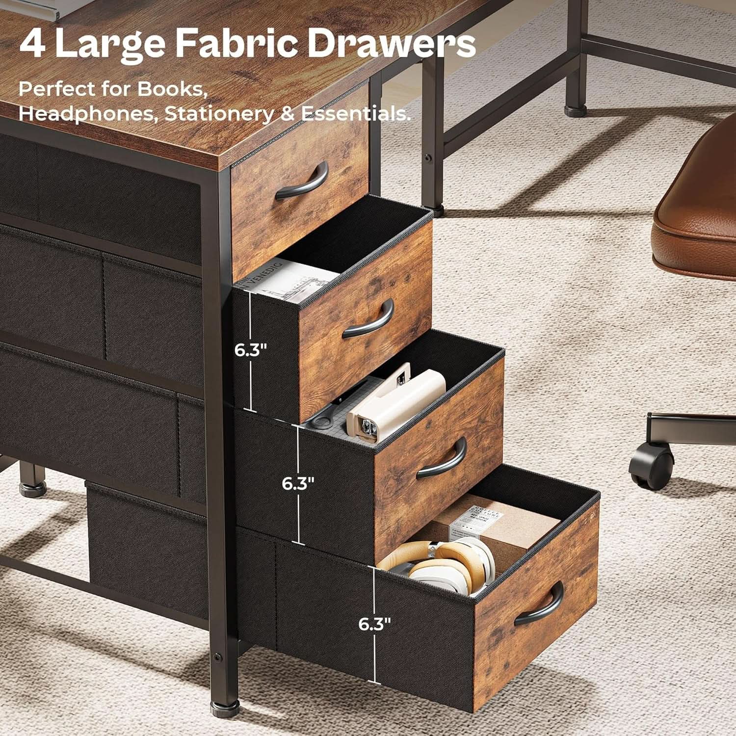L Shaped Desk with Power Outlets and USB Port from PriceLows™