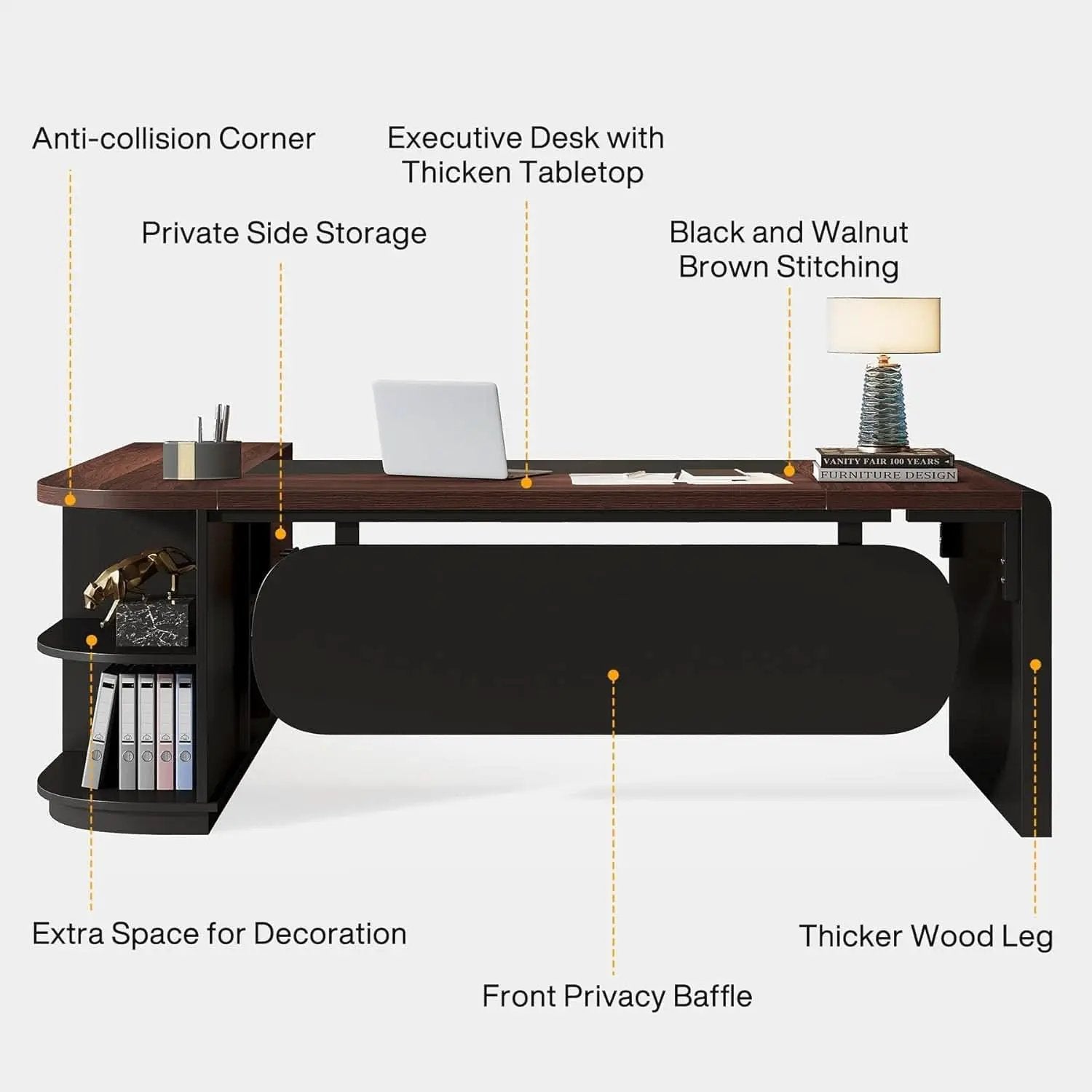 L Shaped Desk With Storage Shelves For Home Office from PriceLows™