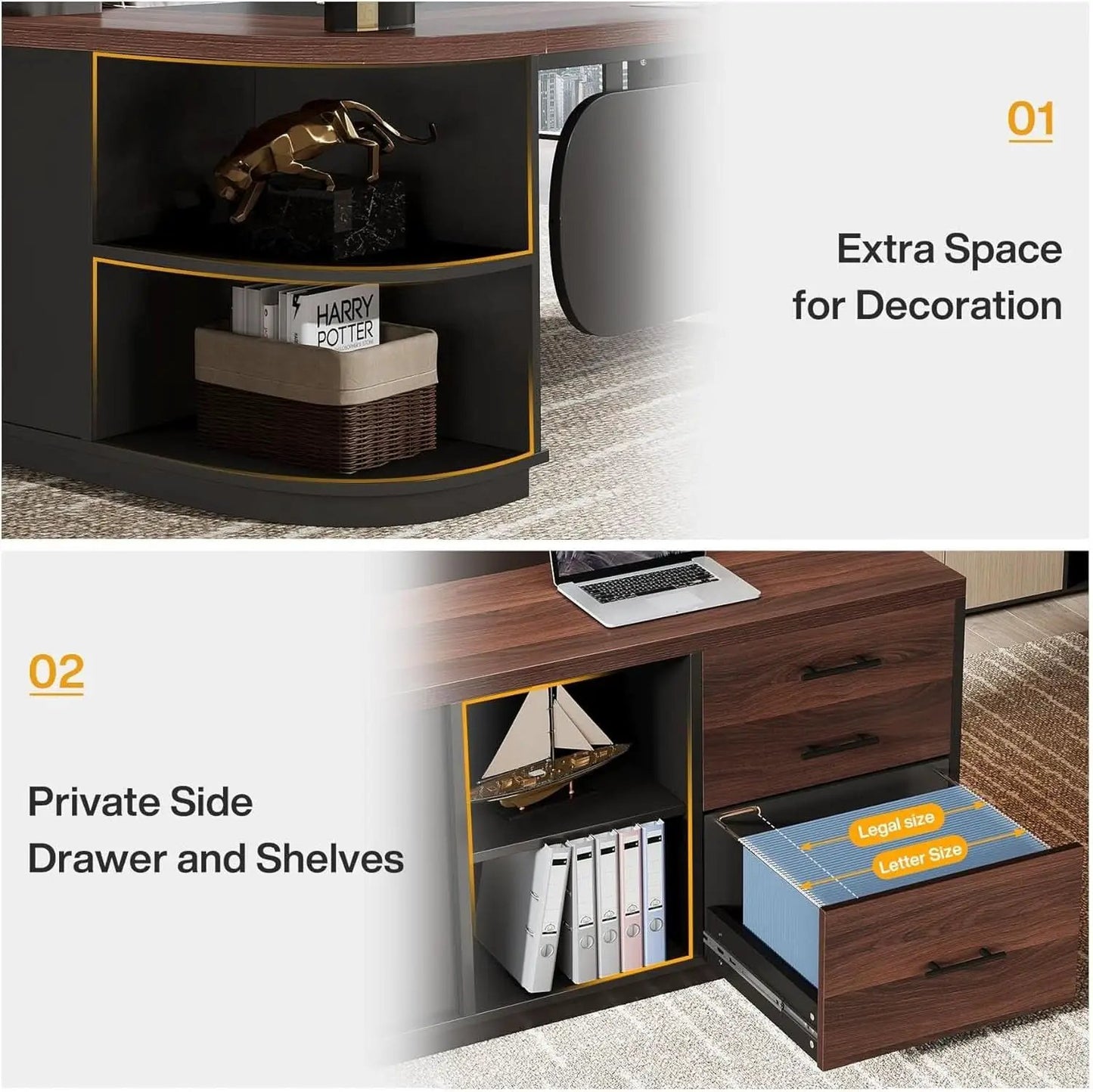 L Shaped Desk With Storage Shelves For Home Office from PriceLows™