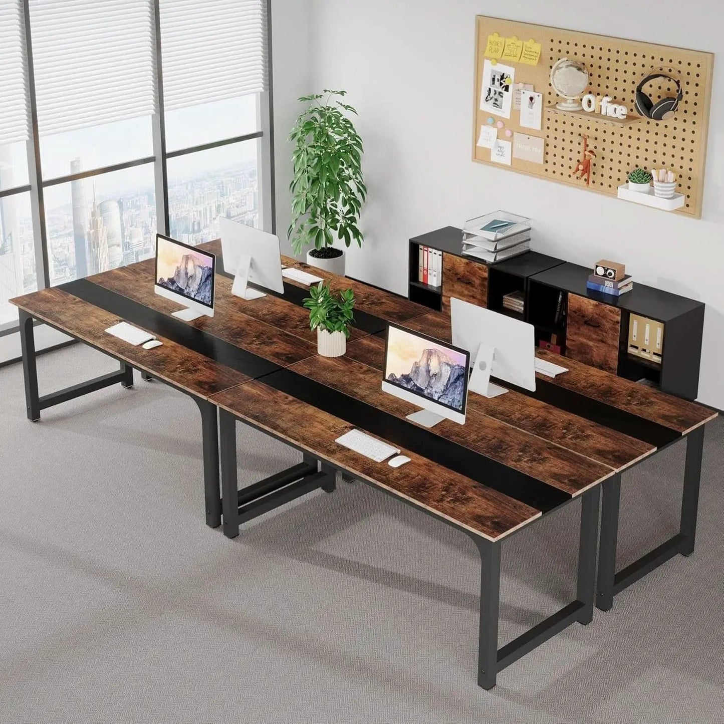 L-Shaped Executive Office Desk With Spacious File Cabinet from PriceLows™